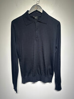 Prada NWT Silk Cotton Navy Polo LS Masc S