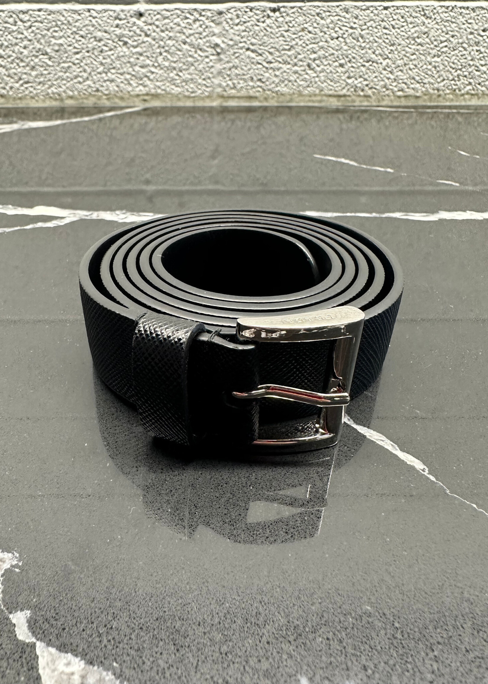 Prada Black Uniform Square Buckle Belt DNP112 Masc 36