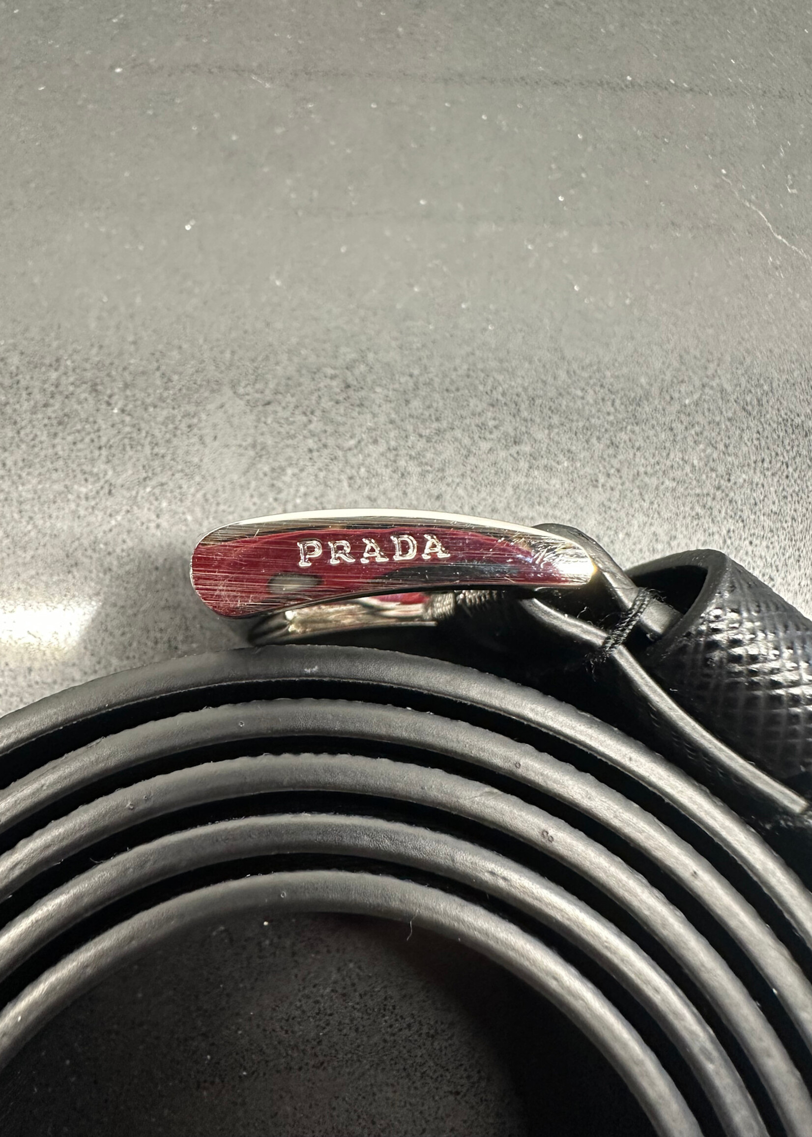 Prada Black Uniform Square Buckle Belt DNP112 Masc 36