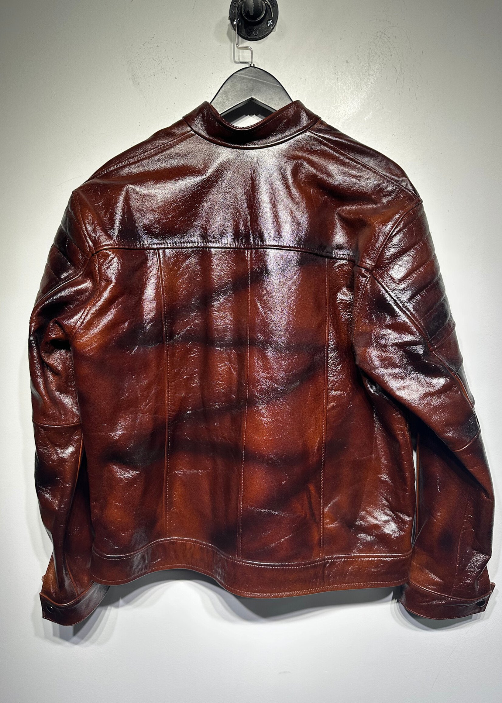 No Label Faux Leather Diomond Pattern Jacket Masc L
