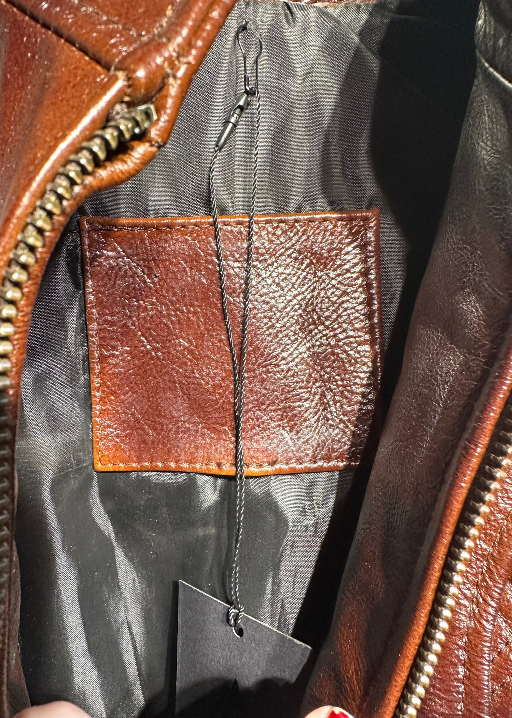 No Label Faux Leather Diomond Pattern Jacket Masc L