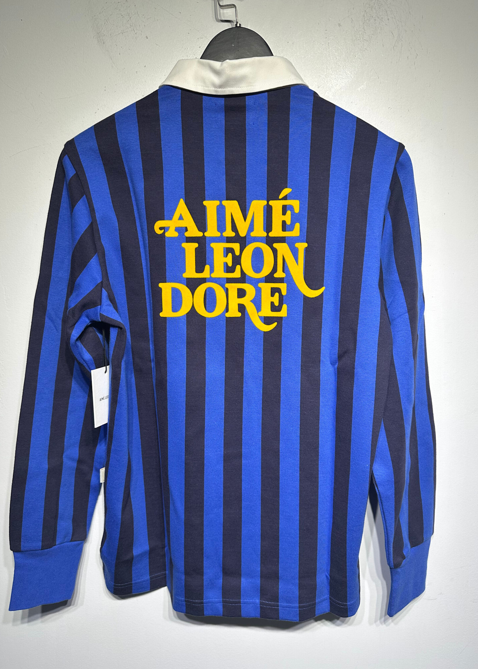 NWT Aime Leon Dore Blue Stripe LS Polo Masc S