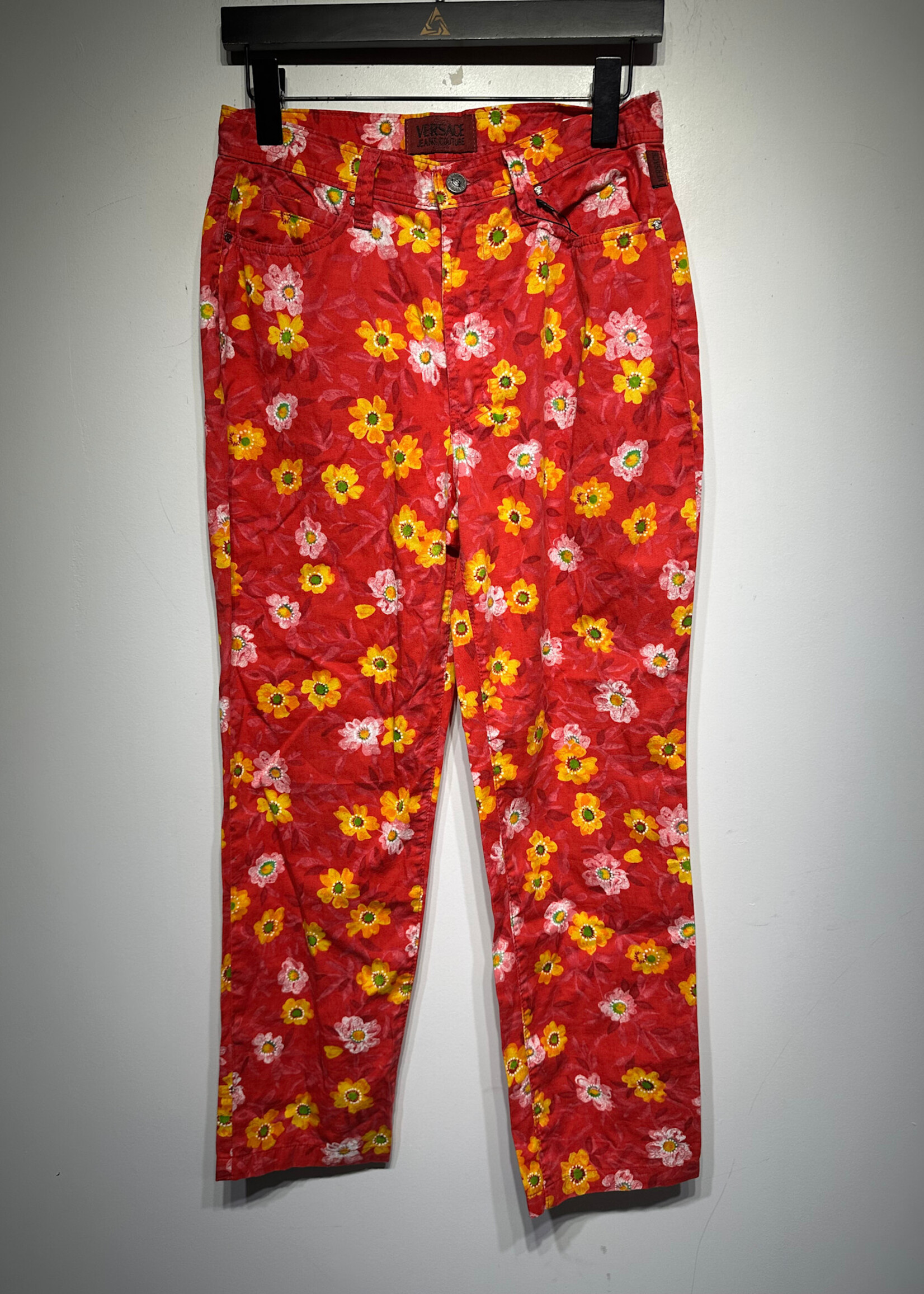 Versace Jeans Pink/Yellow Floral Pants Fem 31