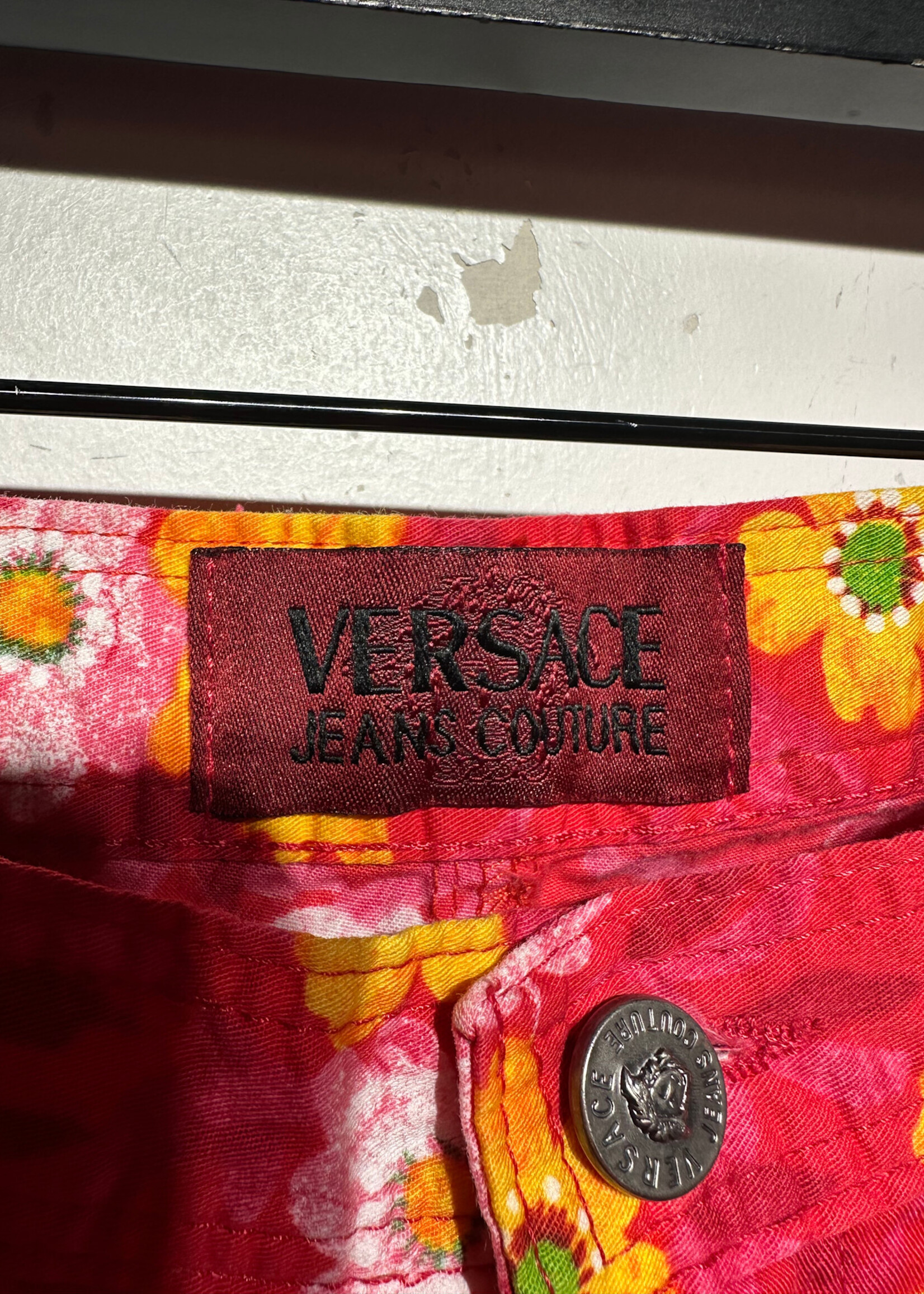 Versace Jeans Pink/Yellow Floral Pants Fem 31