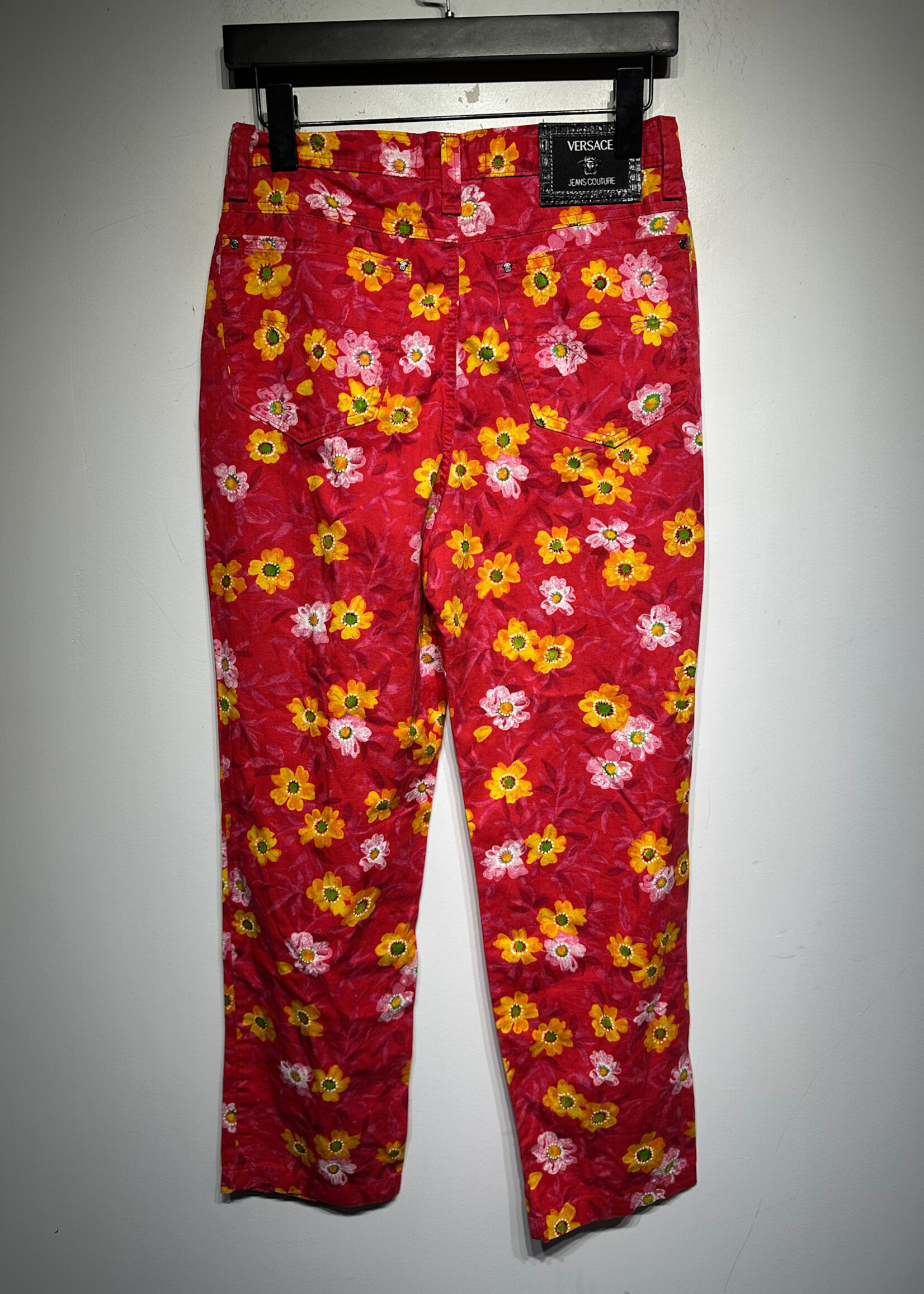 Versace Jeans Pink/Yellow Floral Pants Fem 31