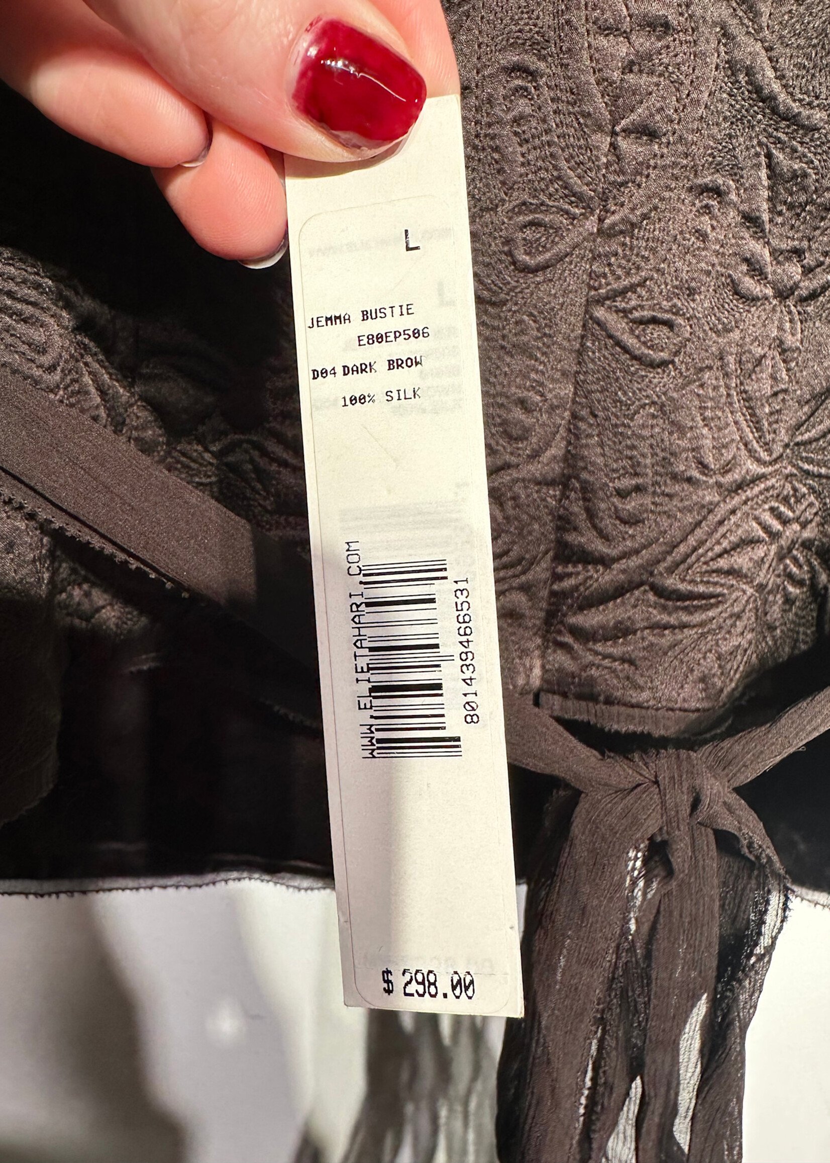 NWT Elie Tahari Brown Belted Corset L