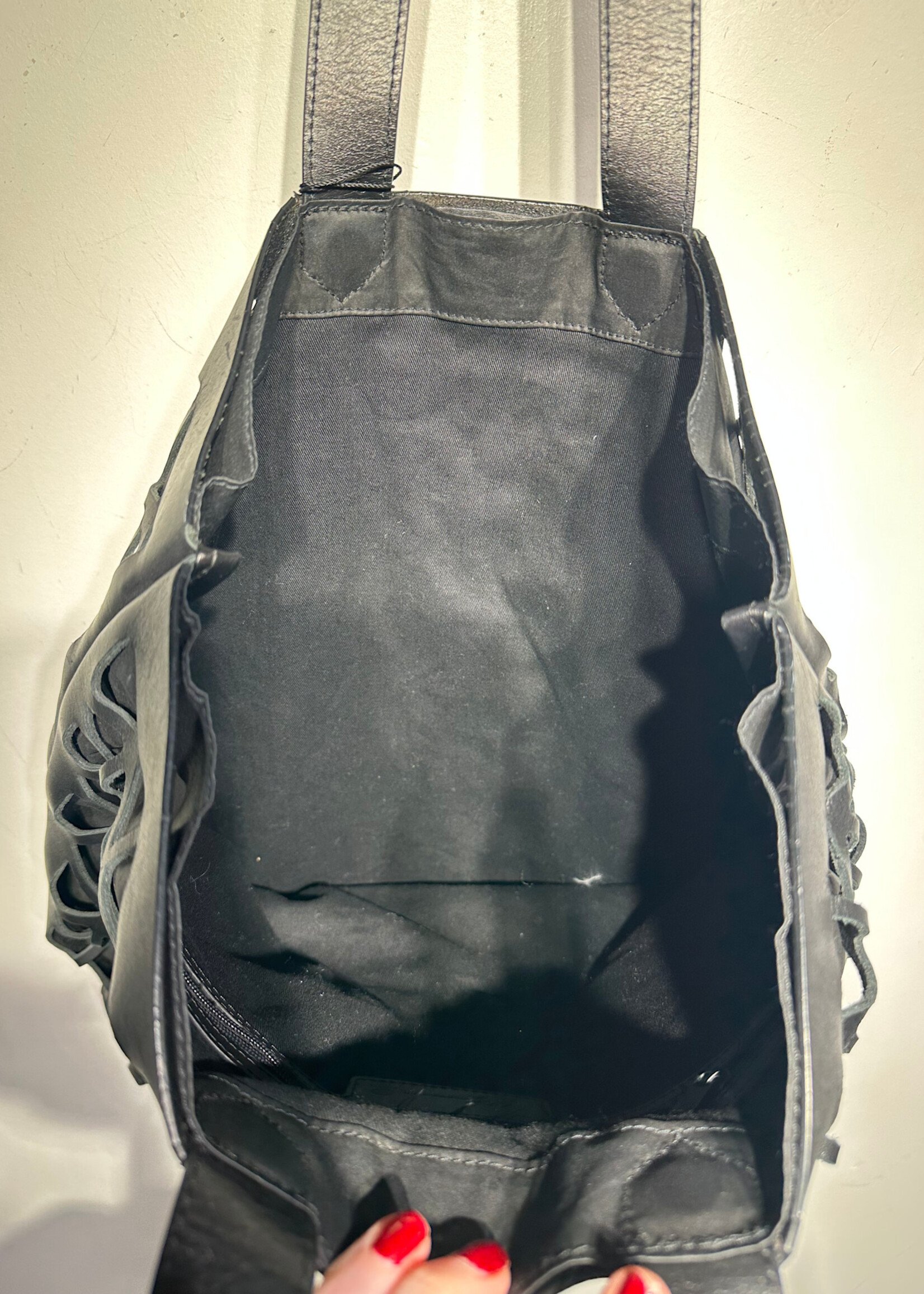 Y3 Black Triangle Leather Tote Bag