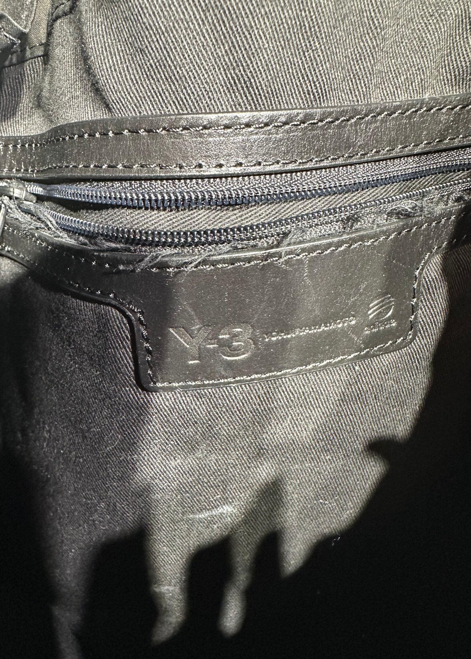 Y3 Black Triangle Leather Tote Bag