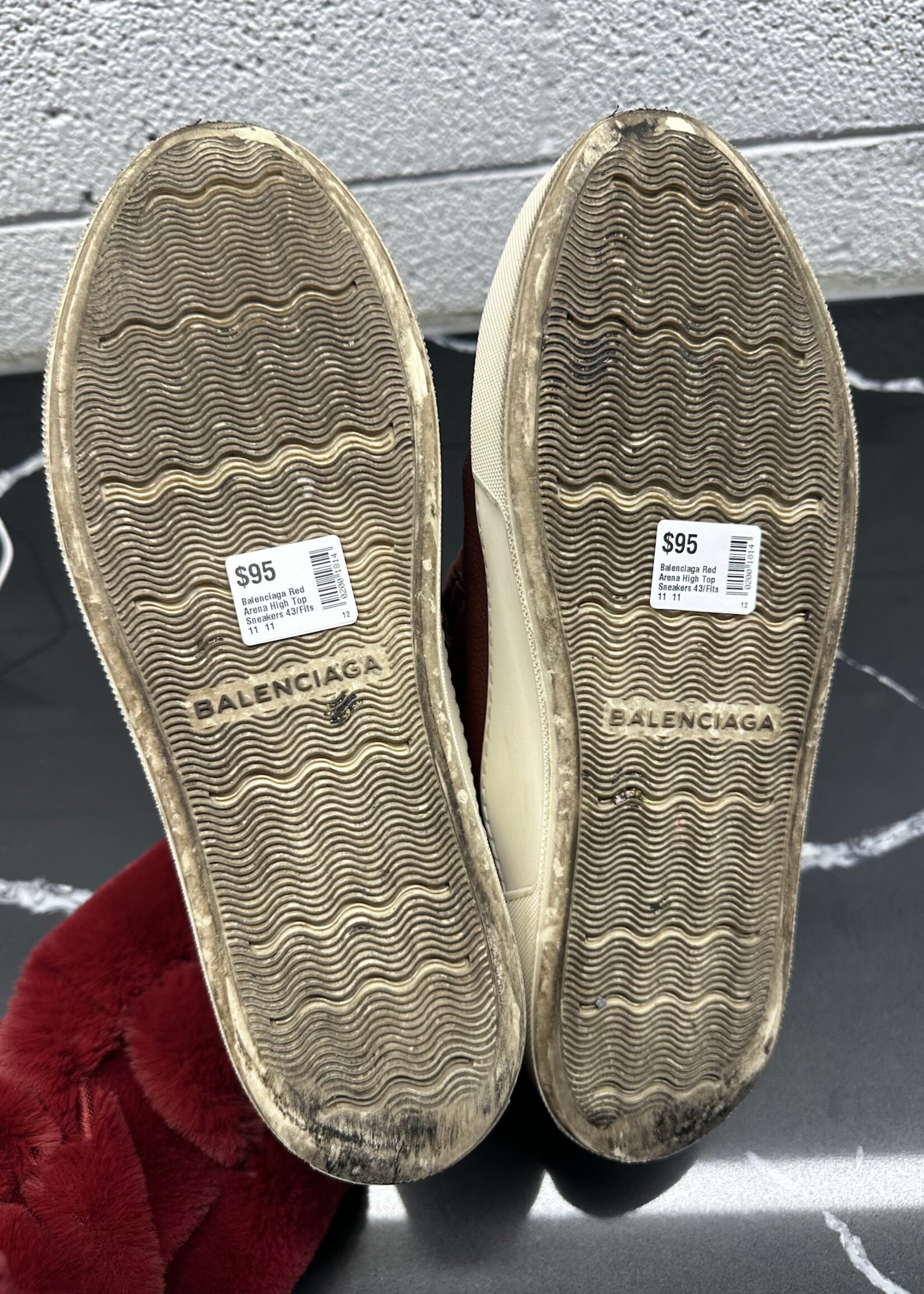 Balenciaga Red Arena High Top Sneakers 43/Fits 11
