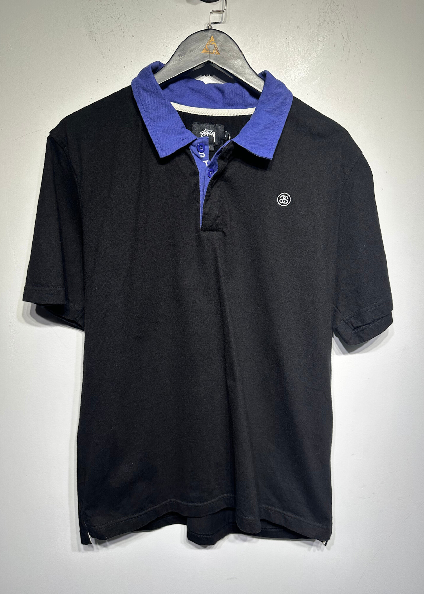 Stussy Black Polo Blue Collar L