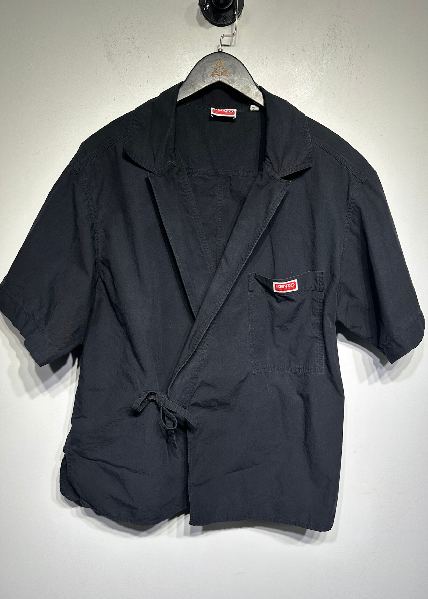 Kenzo Black Front Tie Pocket Shirt Fem L