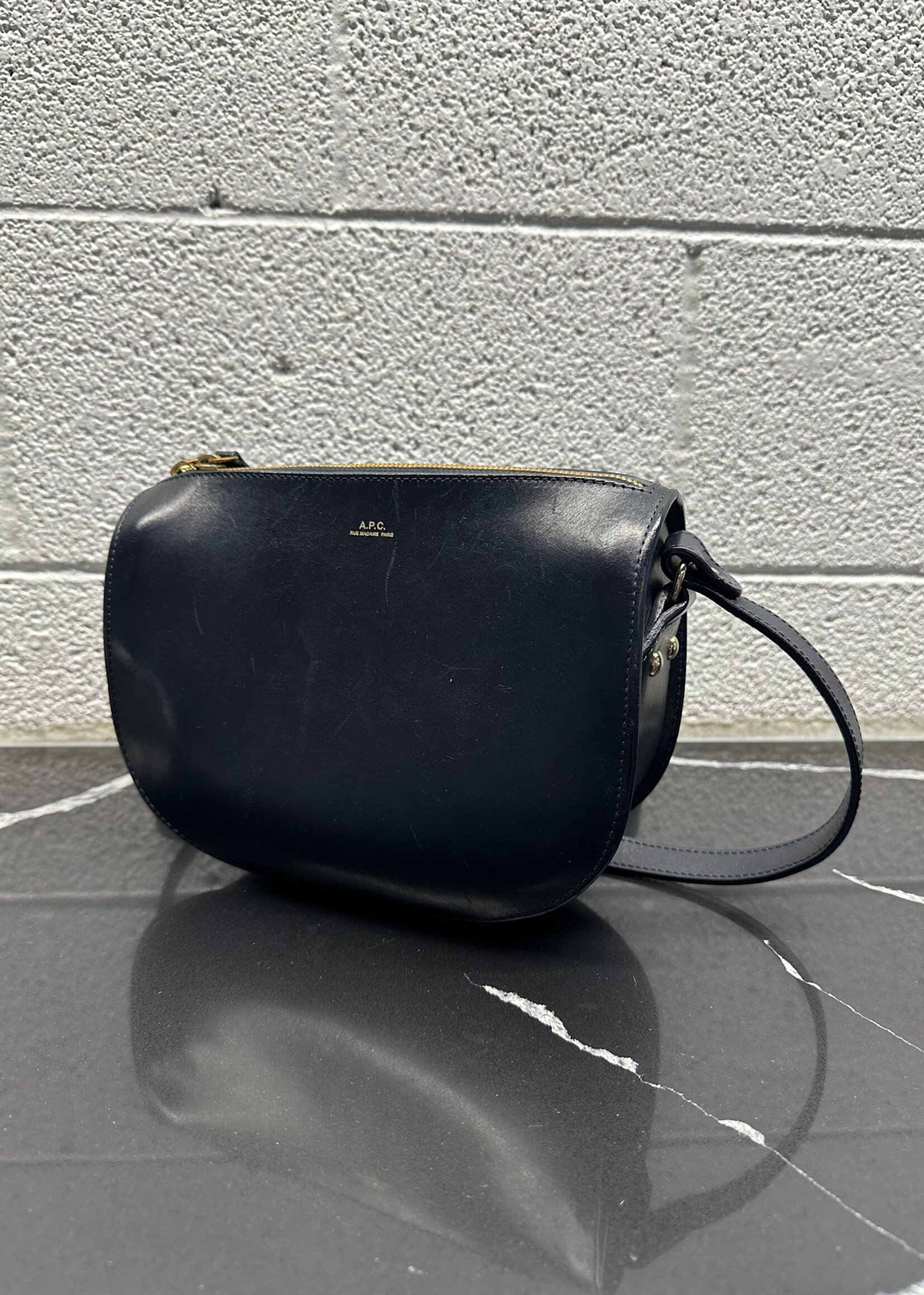 APC Navy Leather Bag