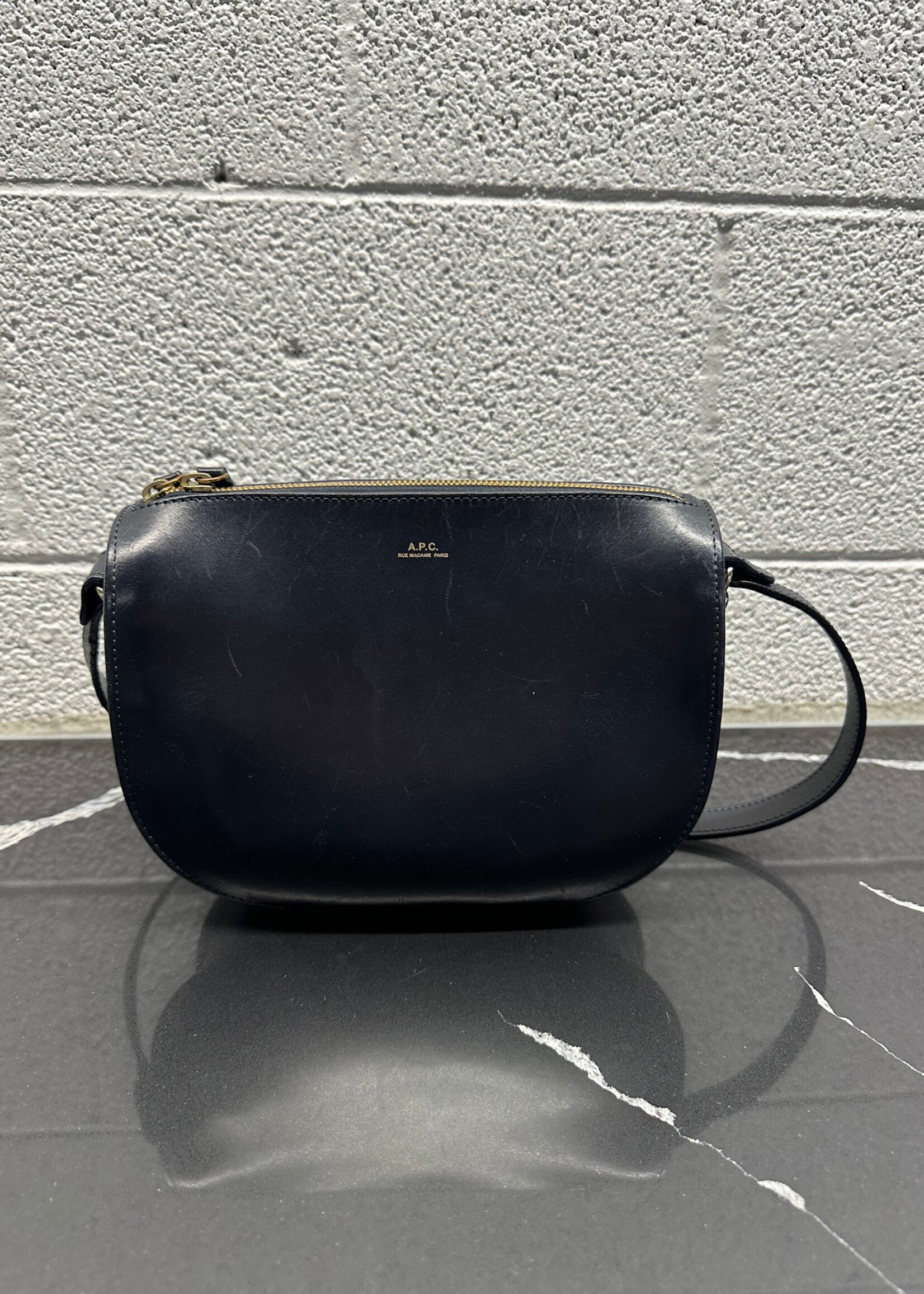APC Navy Leather Bag