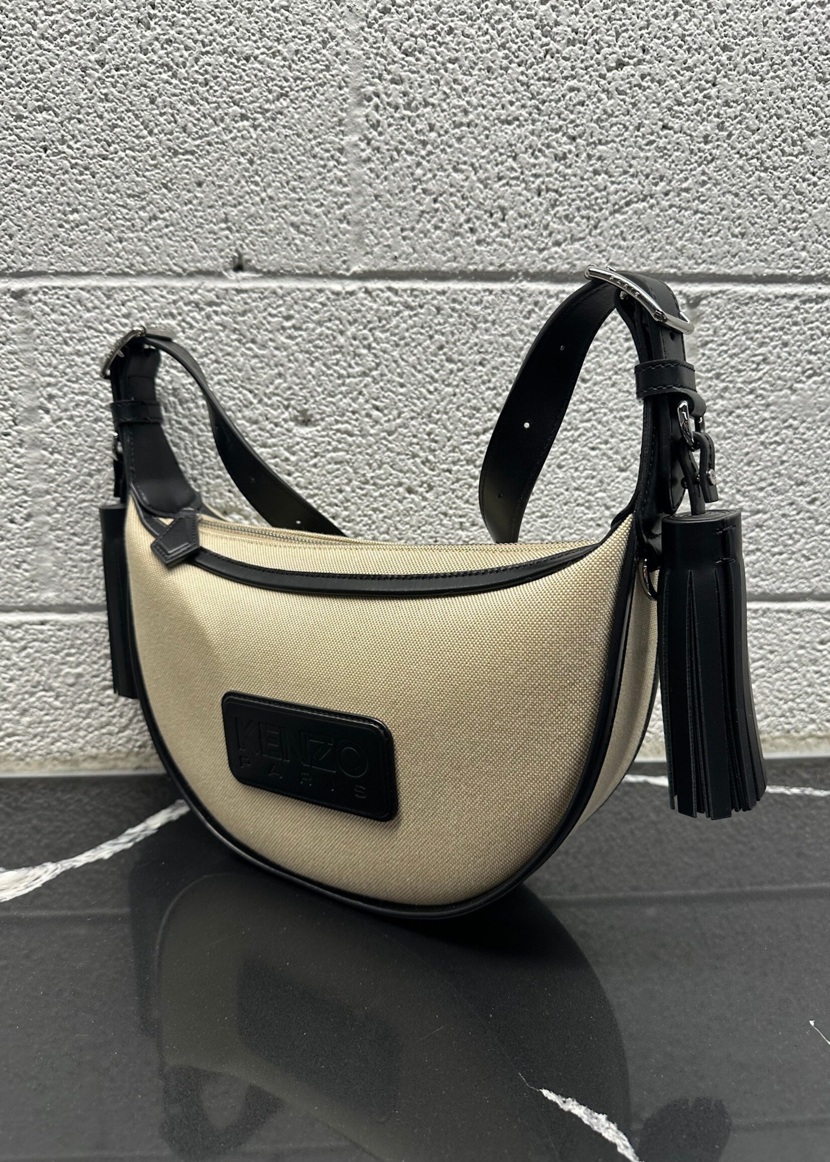 Kenzo Tan Black Shoulder Purse OS