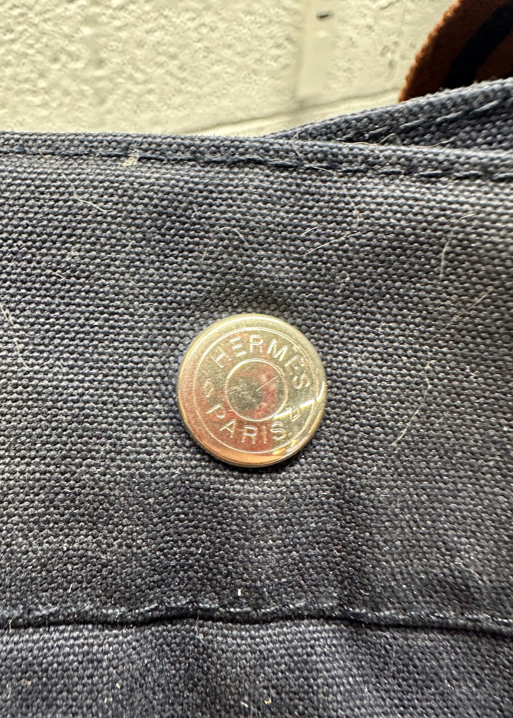 Hermes Navy Canvas Tote