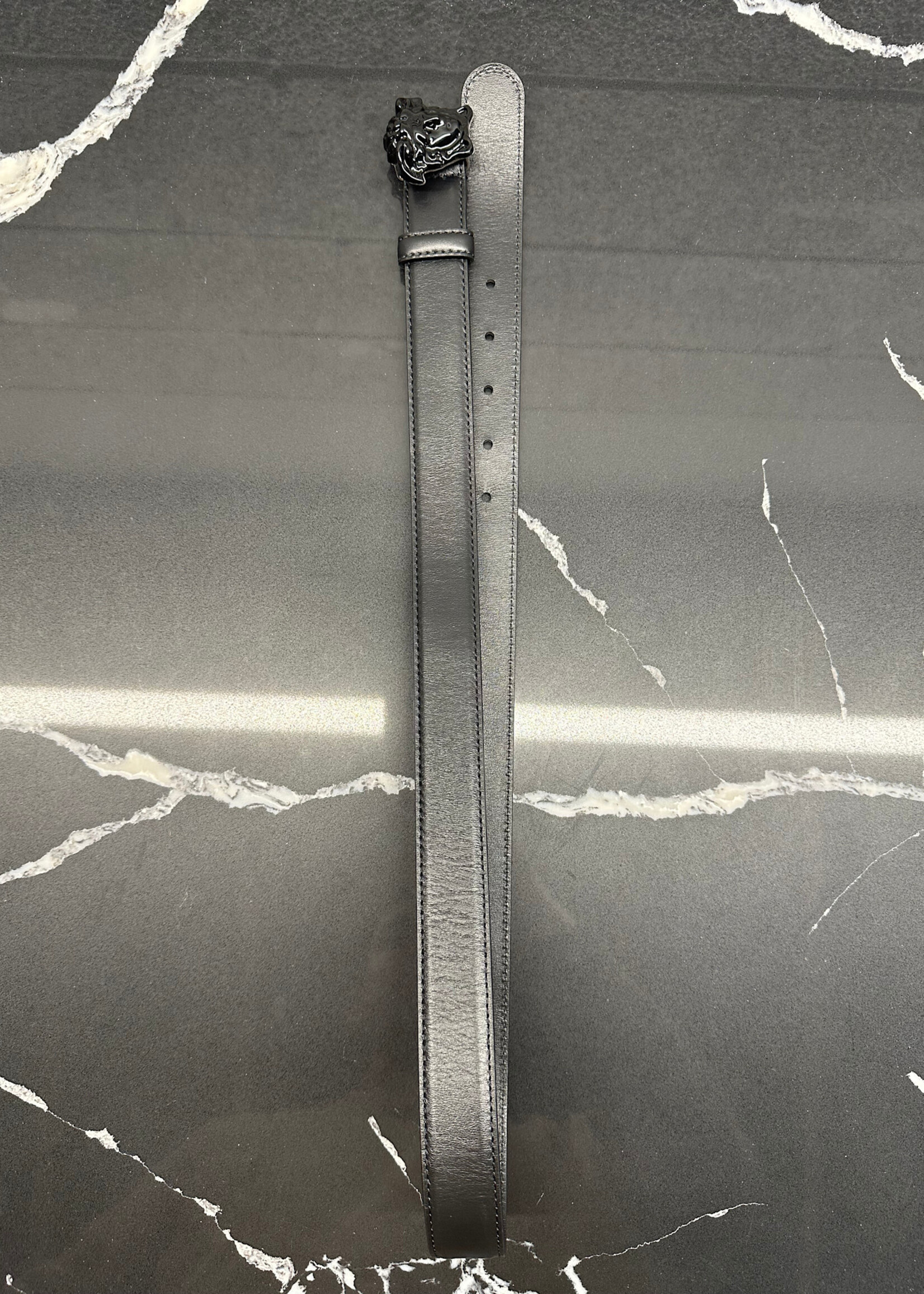 VERSACE BLACK MEDUSA BELT OS