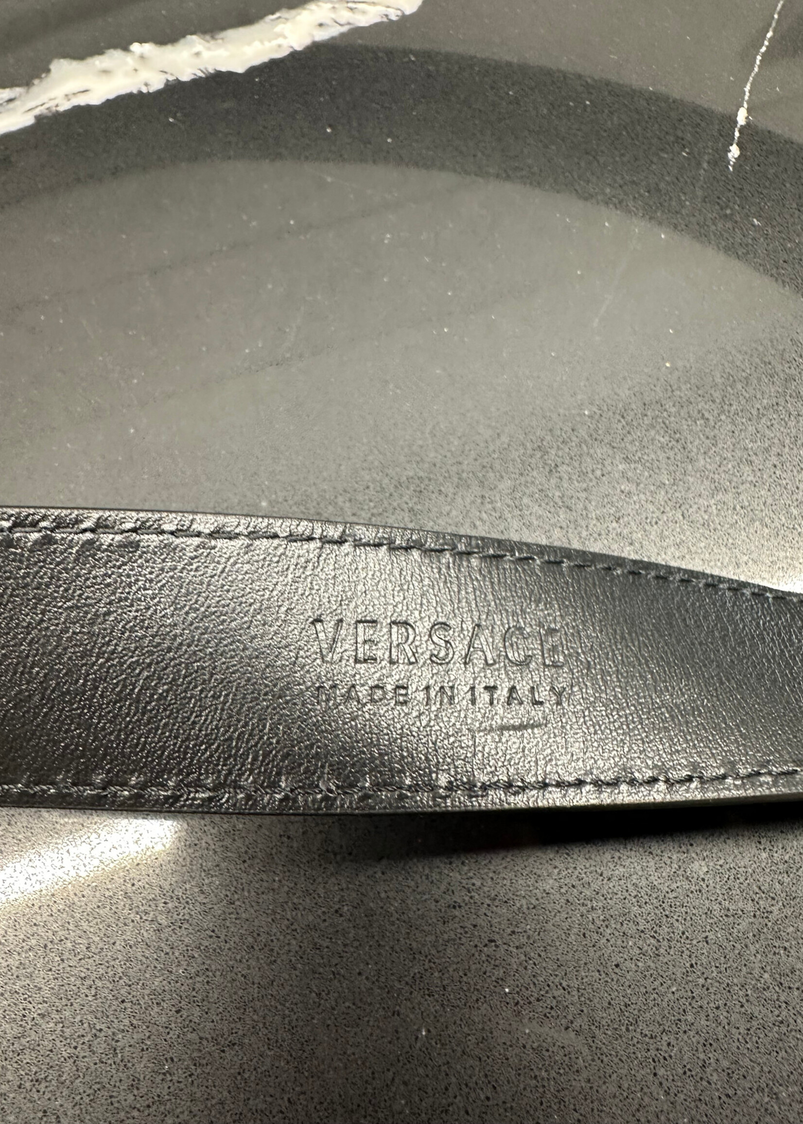 VERSACE BLACK MEDUSA BELT OS