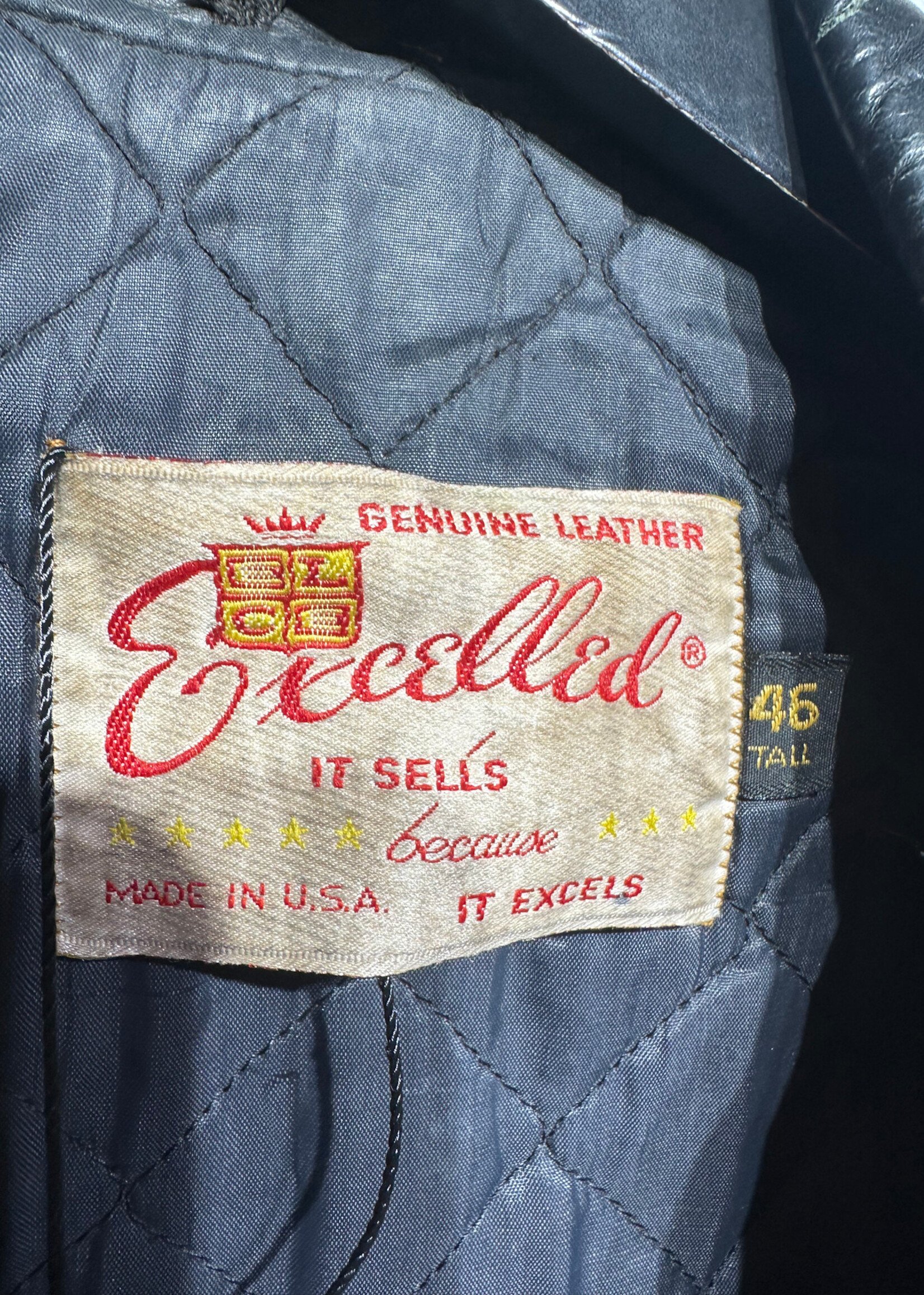 Excelled Vintage Black Leather Biker Jacket L