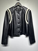 NWT Goelia Black White Faux Leather Jacket M