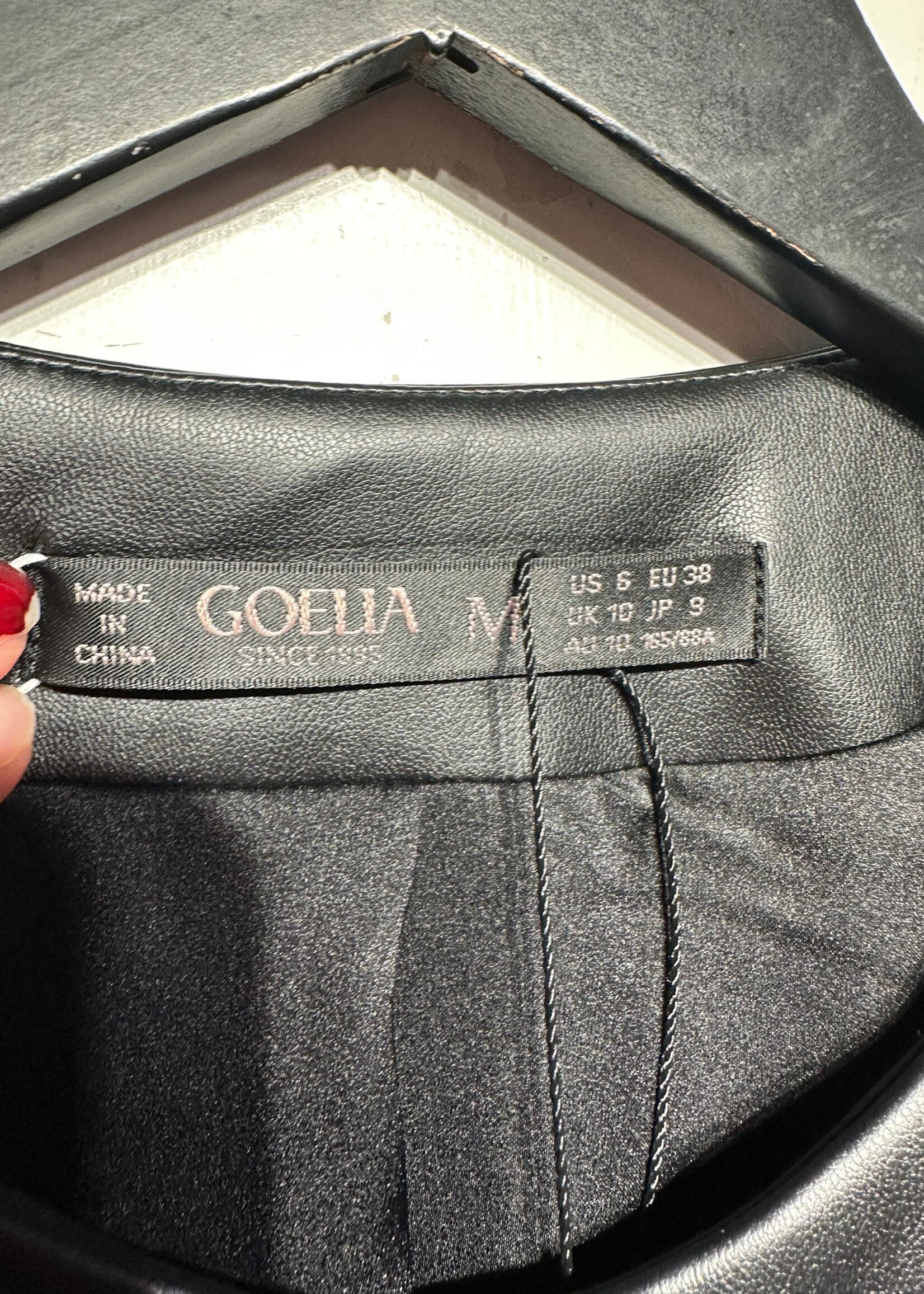 NWT Goelia Black White Faux Leather Jacket M