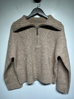 NWT Petite Studios Tan Hi Collar Q-Zip M