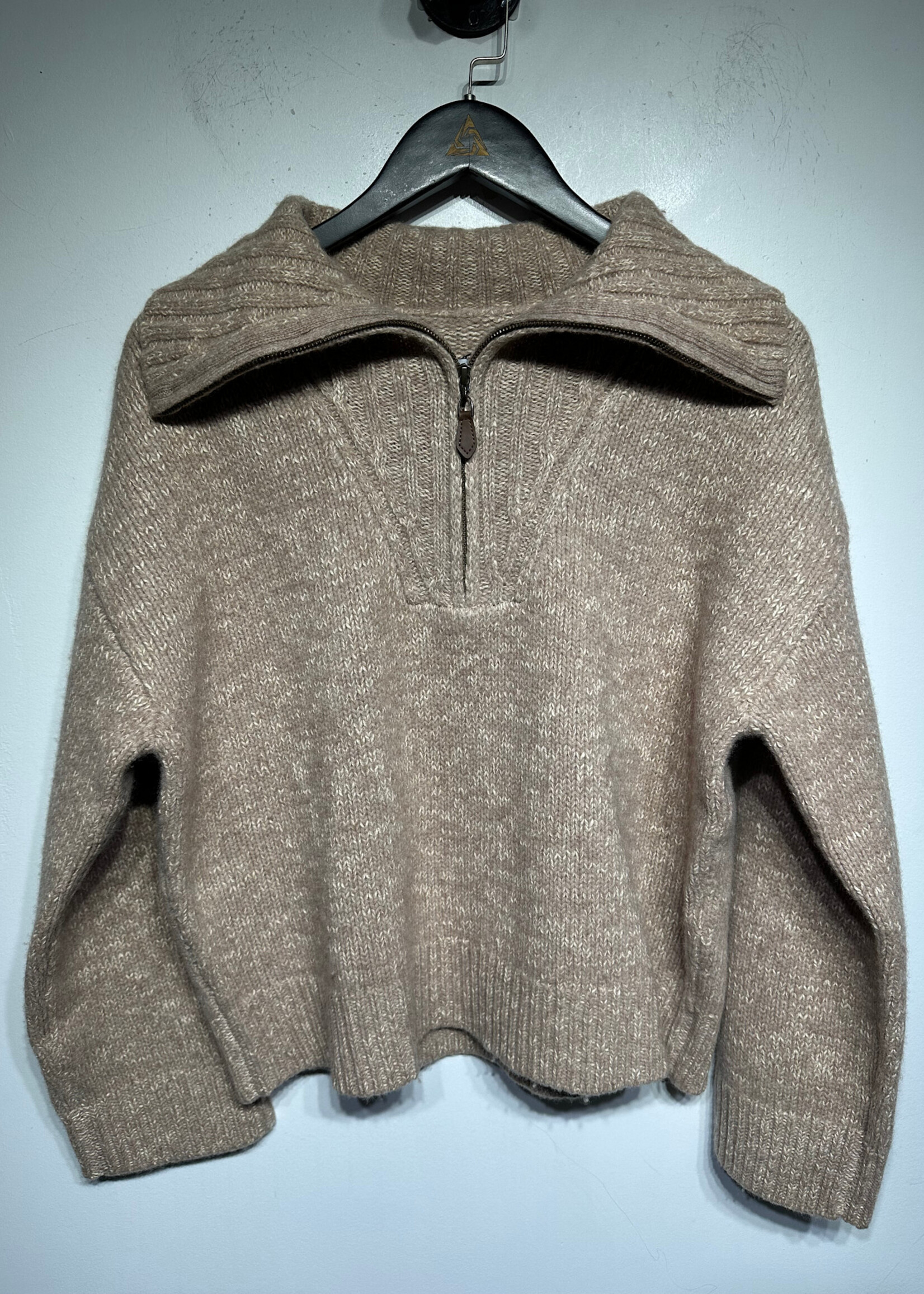 NWT Petite Studios Tan Hi Collar Q-Zip M