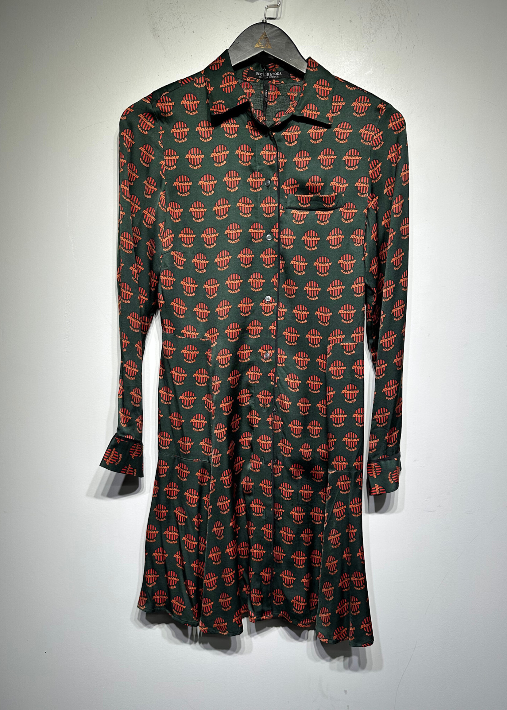 SCOTCH & SODA GREEN/ORANGE PATTERN DRESS XS