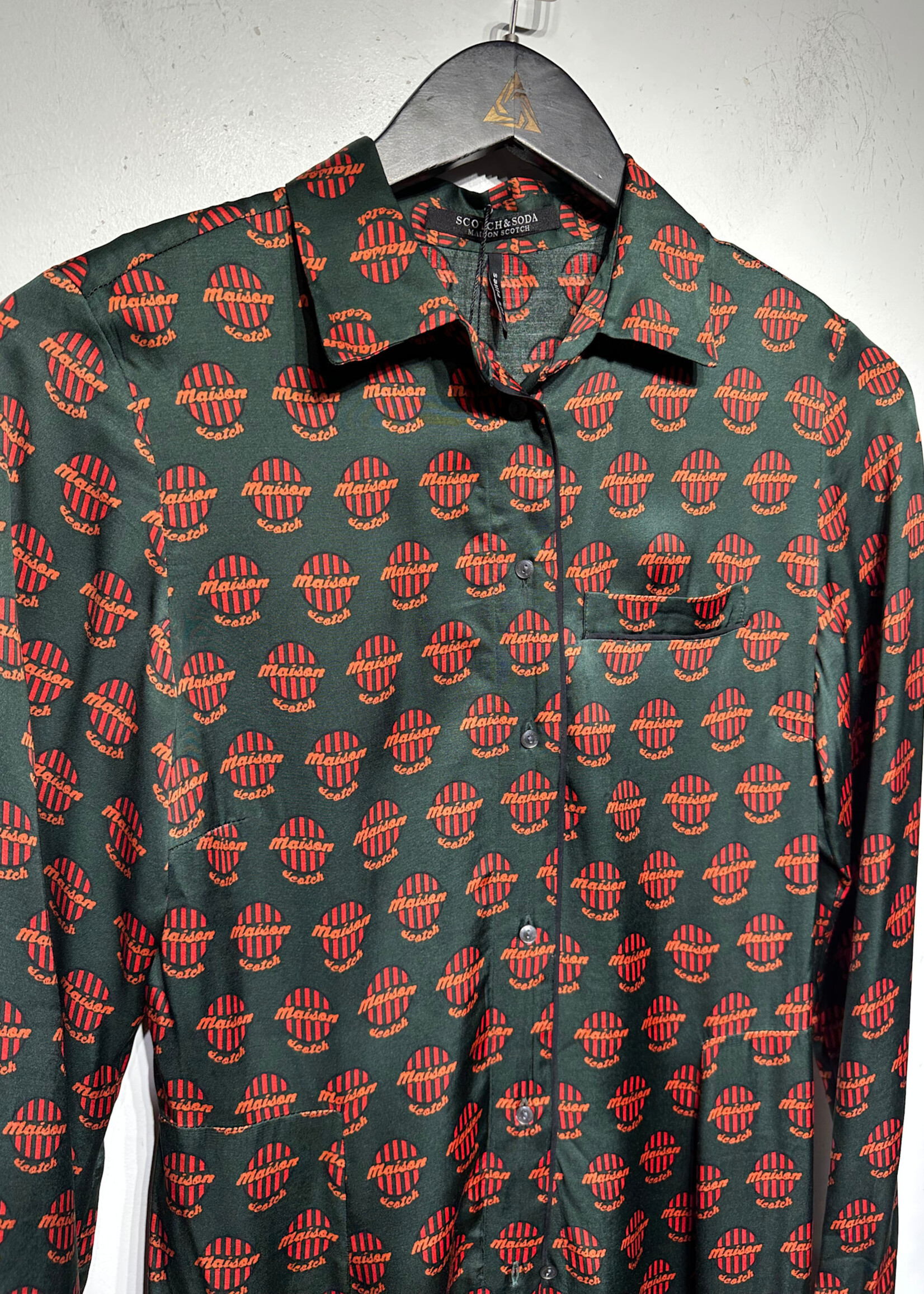 SCOTCH & SODA GREEN/ORANGE PATTERN DRESS XS