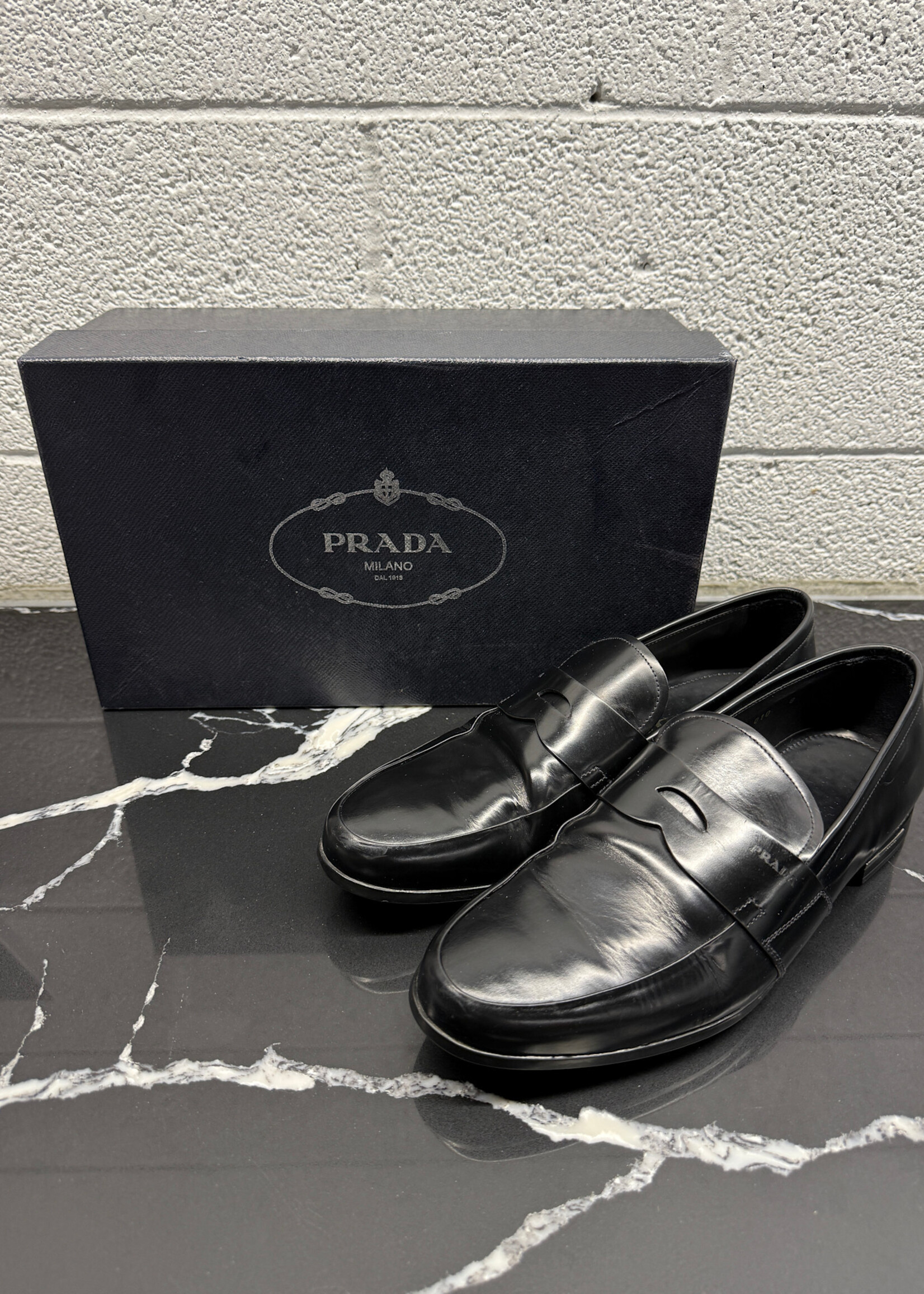 Prada Black Patent Leather Loafers 8/ Fits 9.5