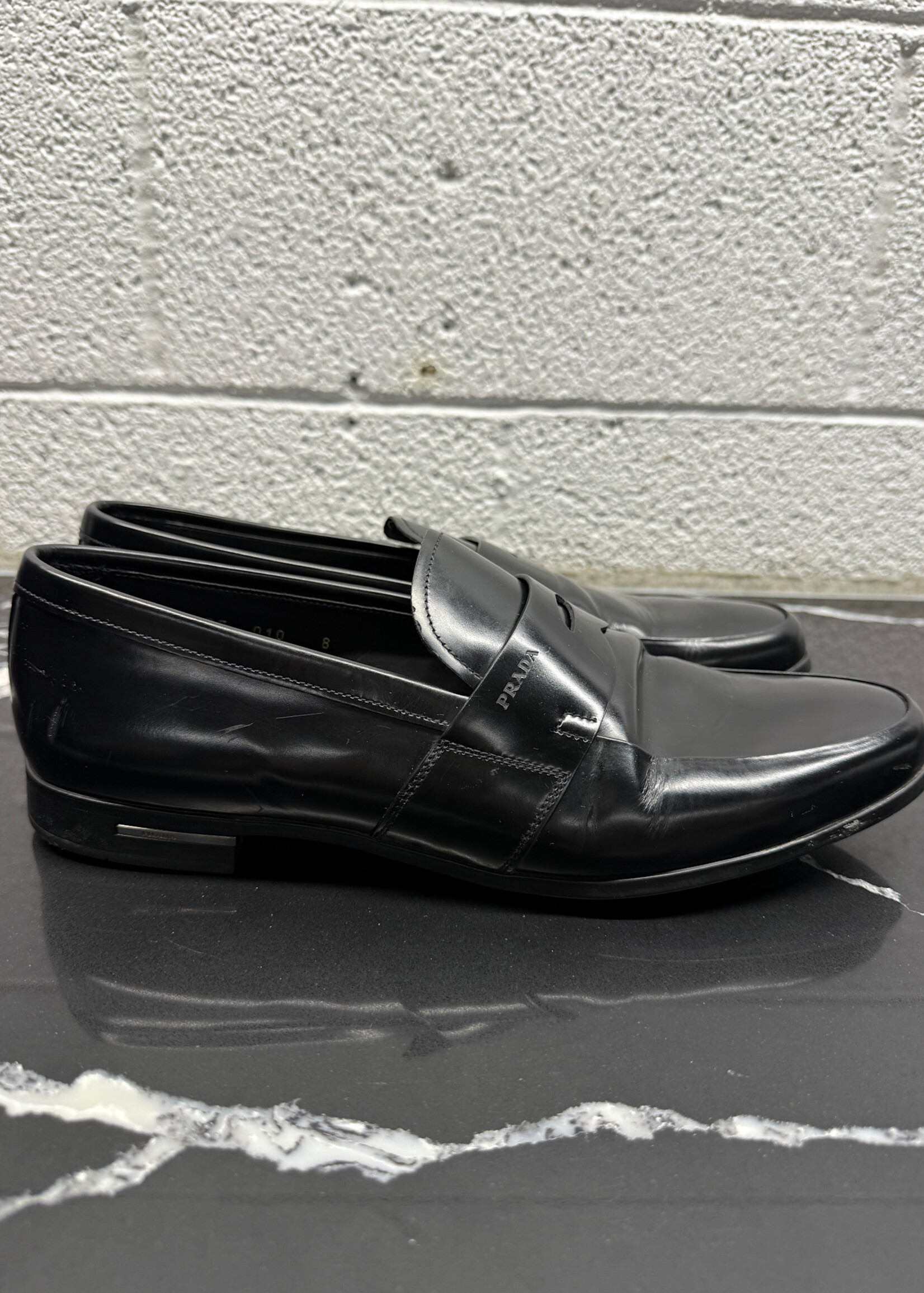 Prada Black Patent Leather Loafers 8/ Fits 9.5
