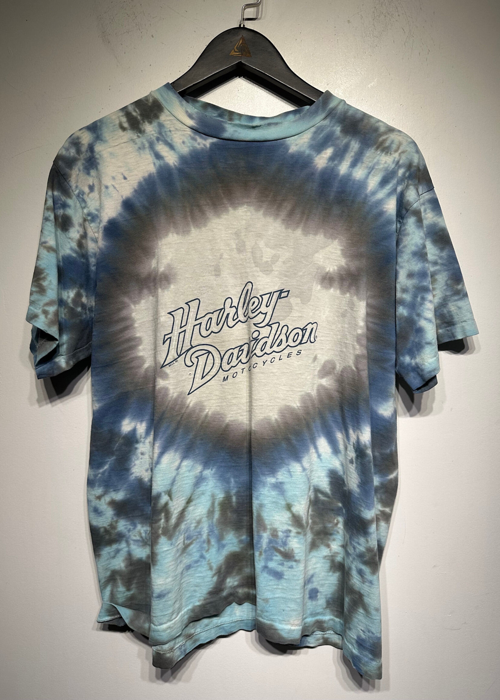 Vintage Harley Milwaukee Blue Tie Dye Tee L