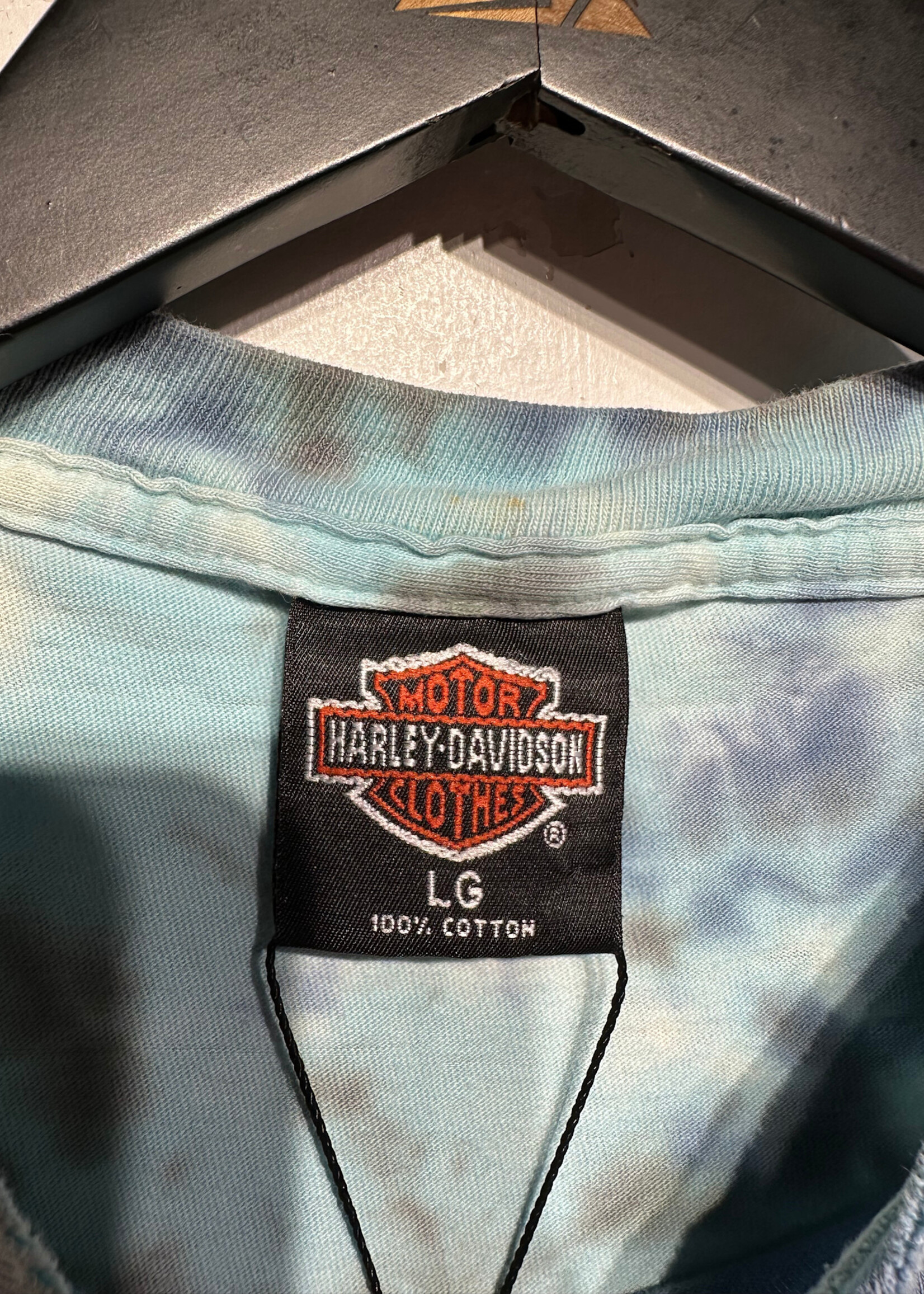 Vintage Harley Milwaukee Blue Tie Dye Tee L