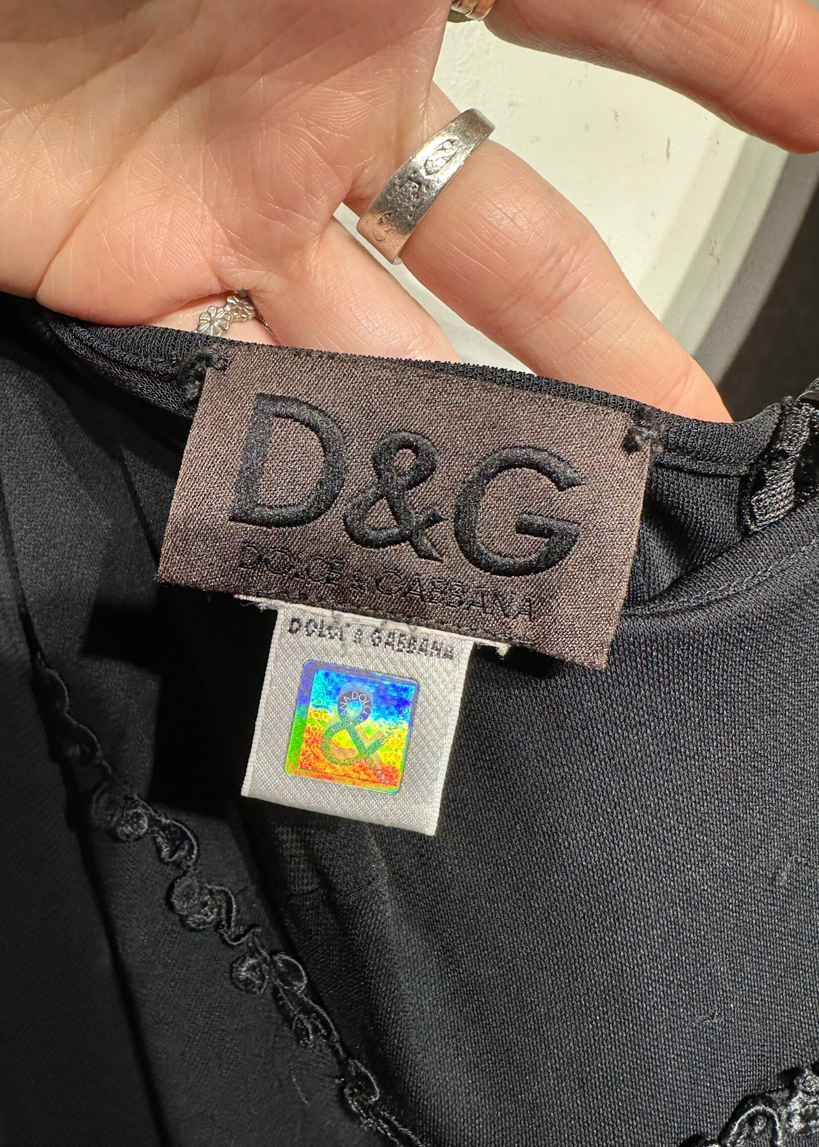 D&G Y2K Black Floral LS Dress AS IS S/M (27"-30")