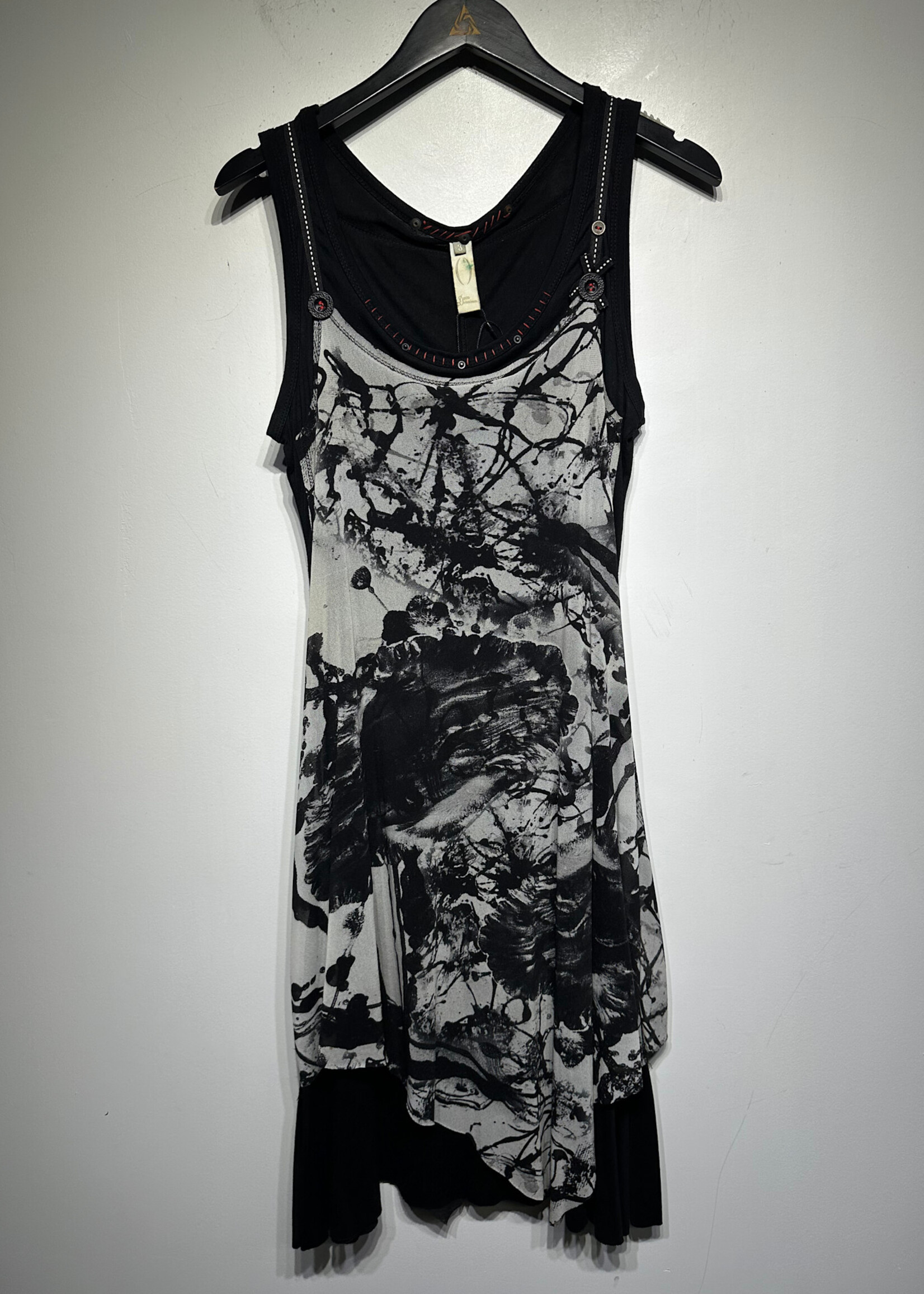 Deca Black Grey Tank Button Dress