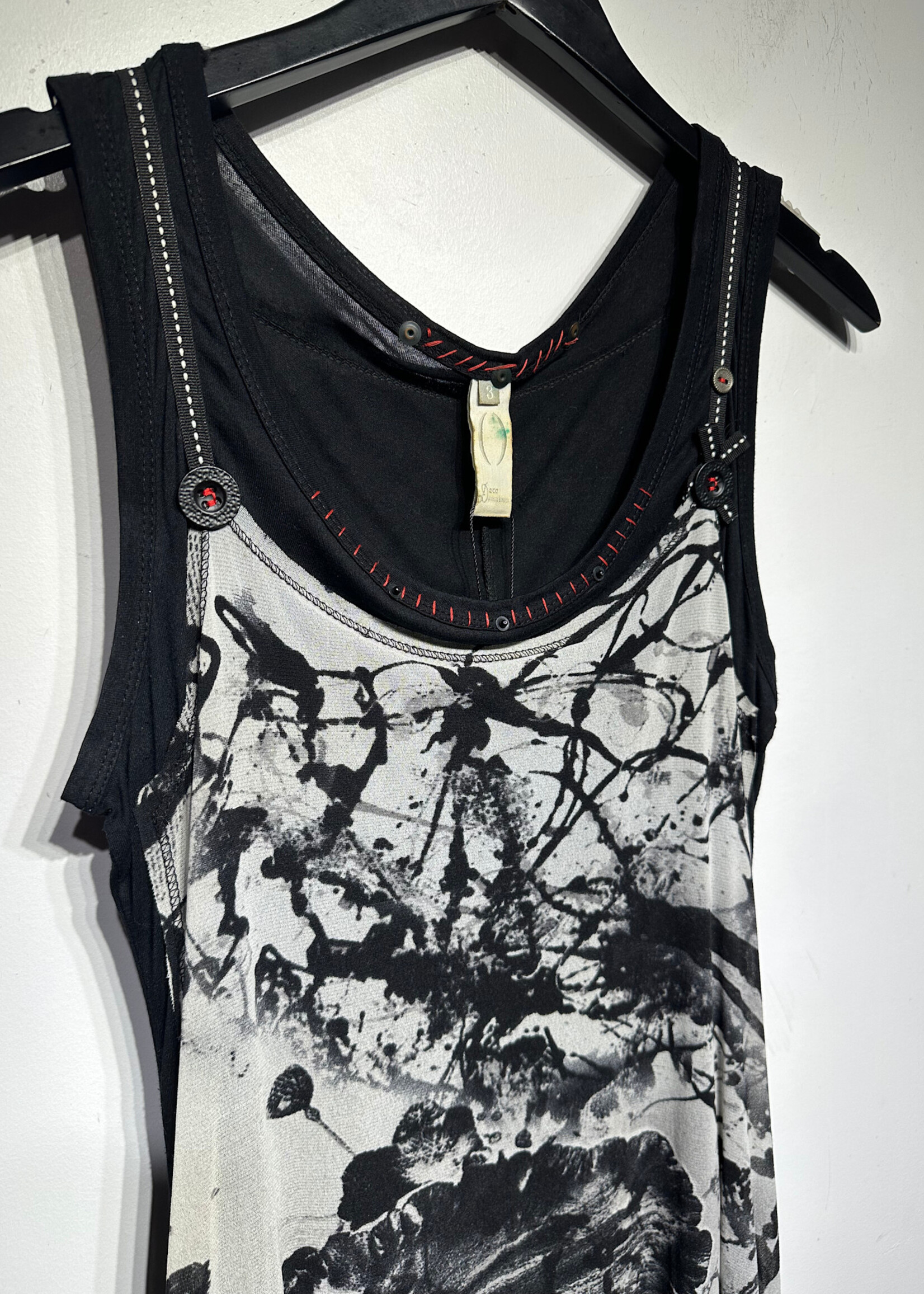 Deca Black Grey Tank Button Dress