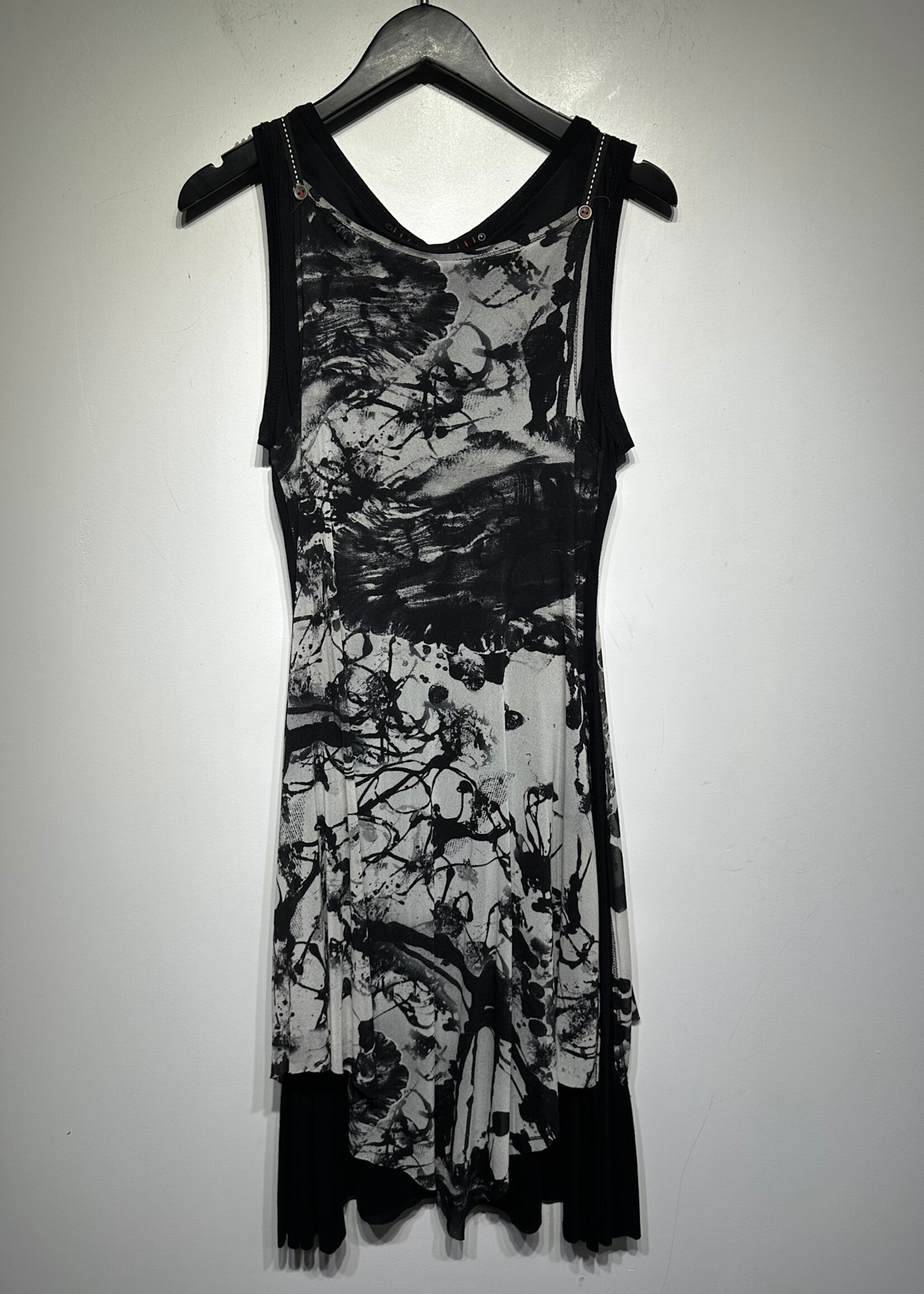 Deca Black Grey Tank Button Dress