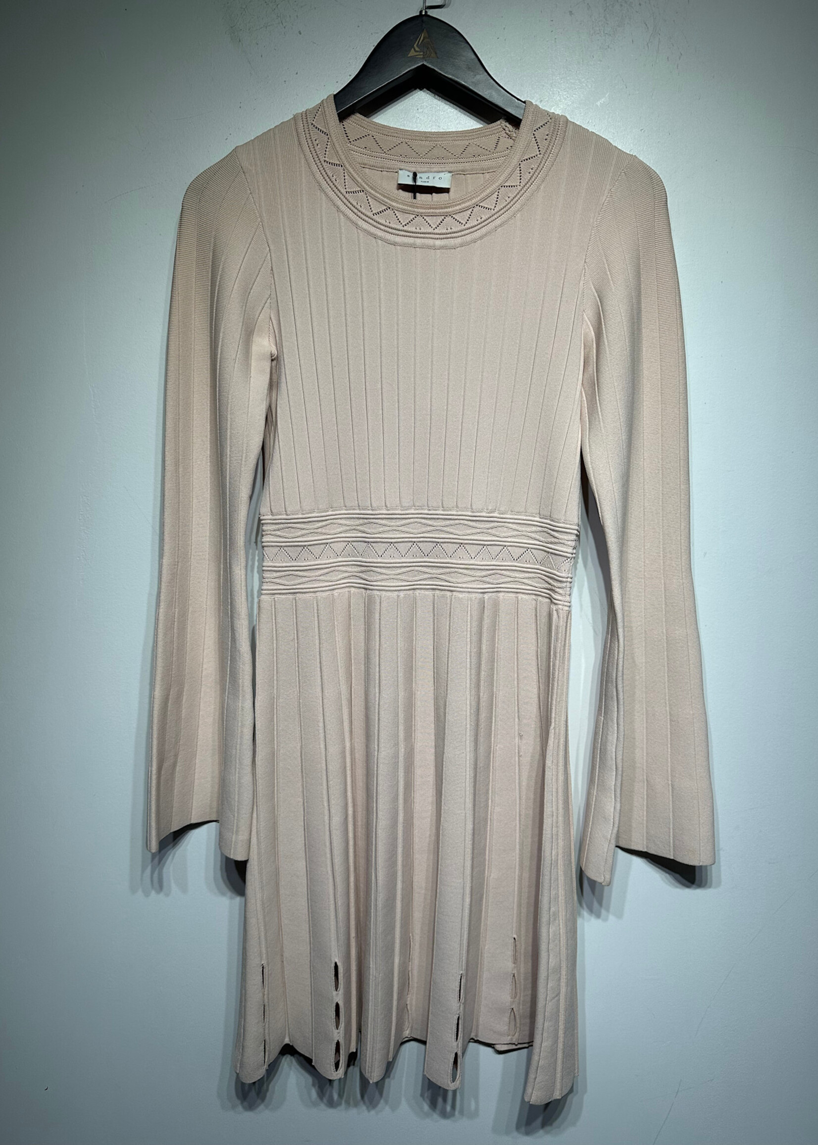 Sandro Pink Bell Sleeve Knit Dress