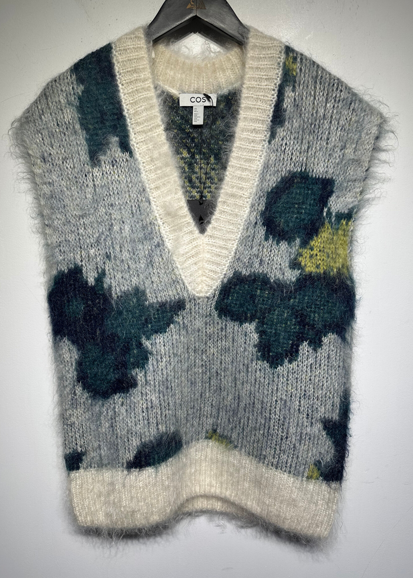 COS BLUE FLORAL MOHAIR SWEATER VEST S