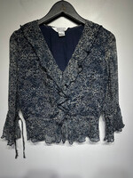 ALLISON TAYLOR BLUE CHEETAH BLOUSE S