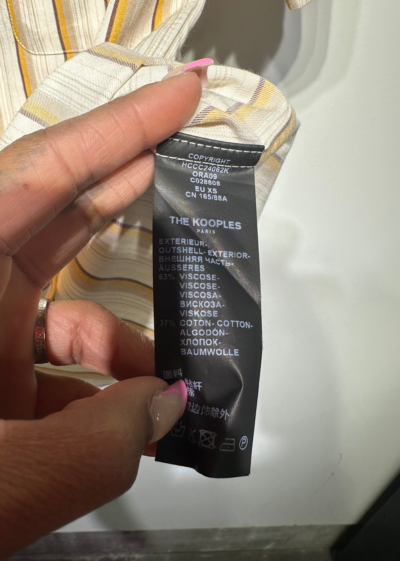 The Kooples White Yellow Striped BU S