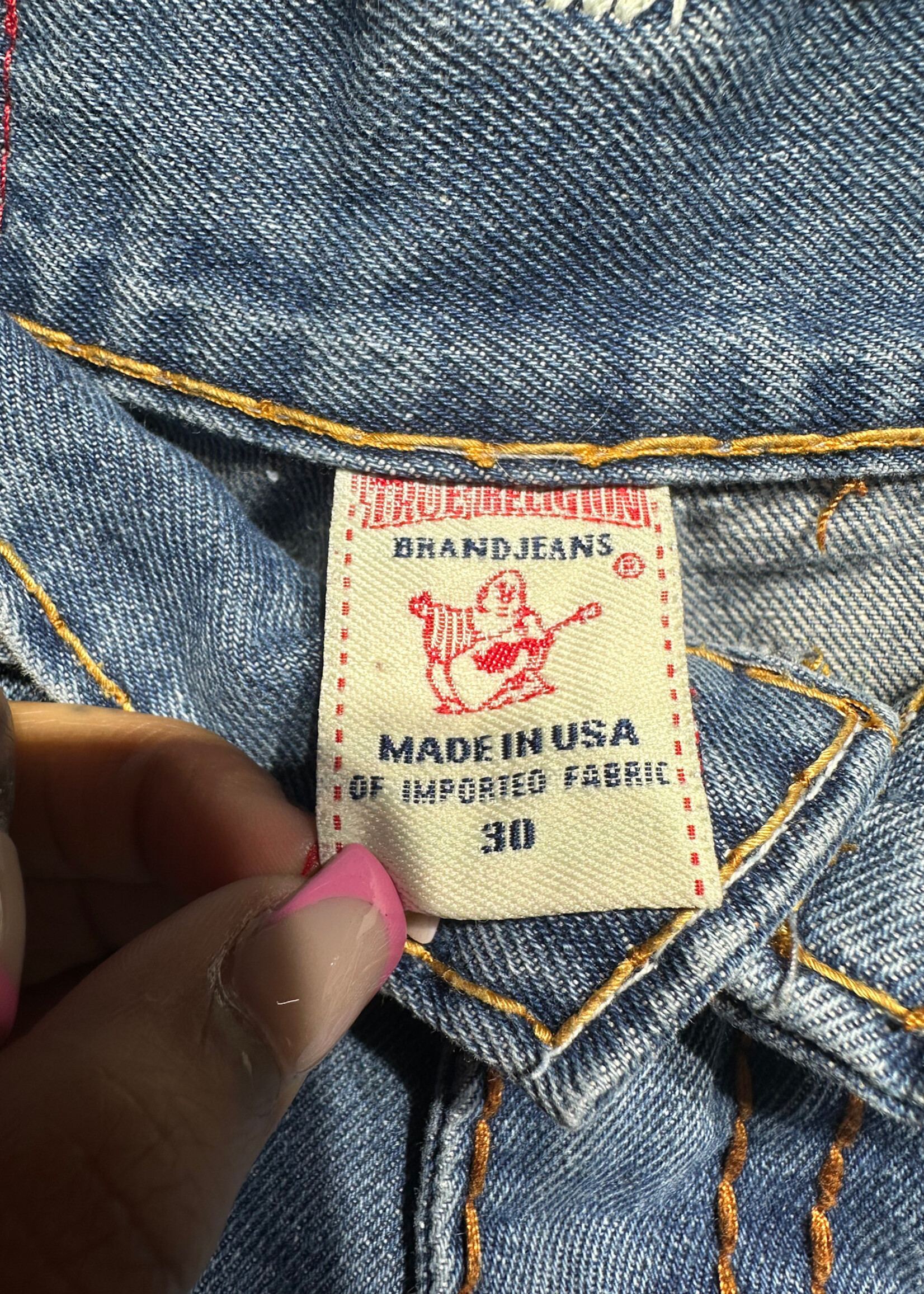 True Religion Orange Stitch Ricky Jeans Masc 30