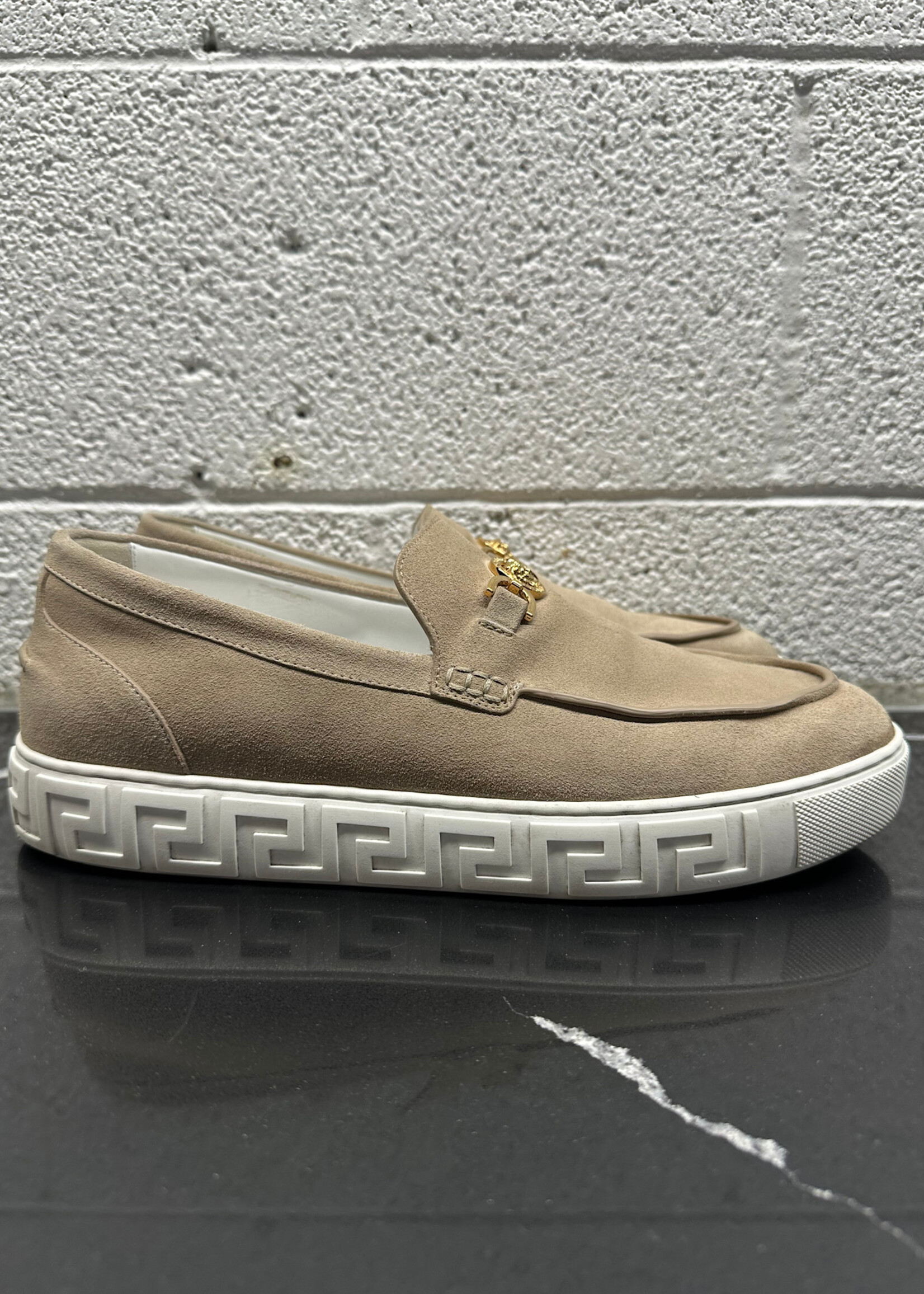Versace Greca Sole Tan Suede Loafers 43/10