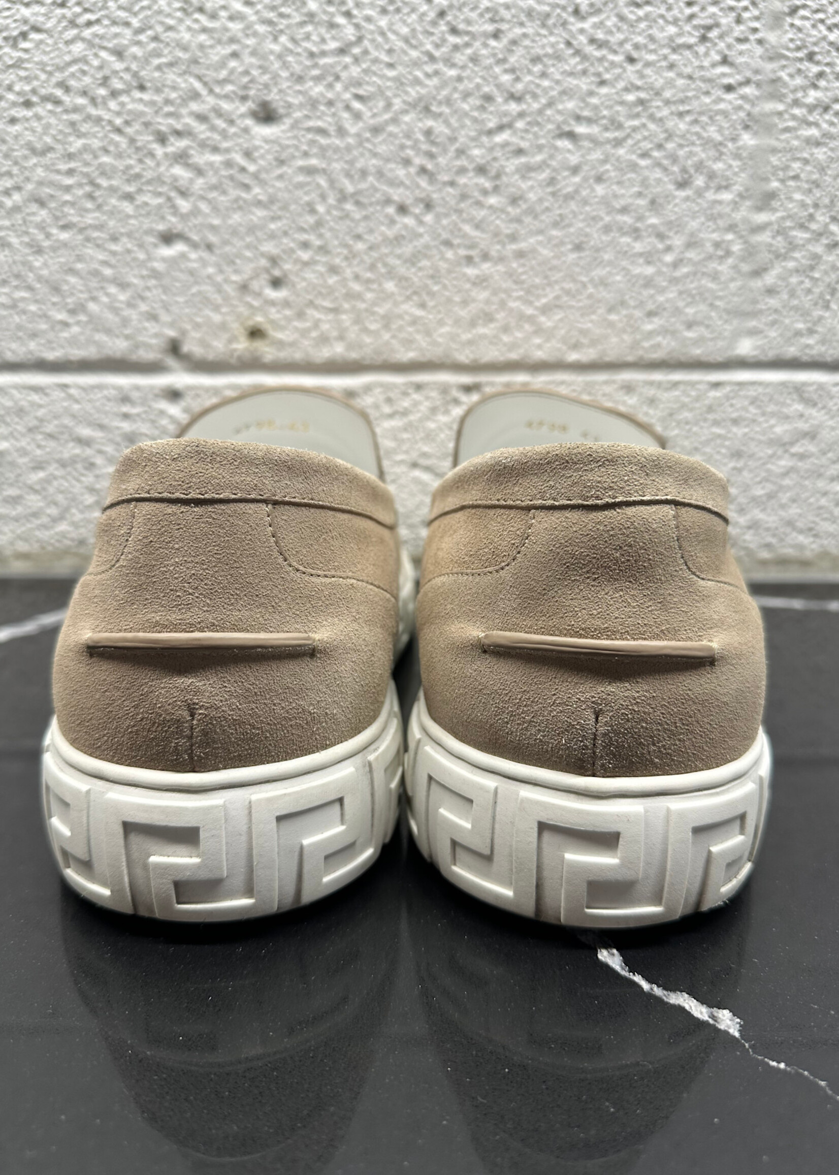 Versace Greca Sole Tan Suede Loafers 43/10