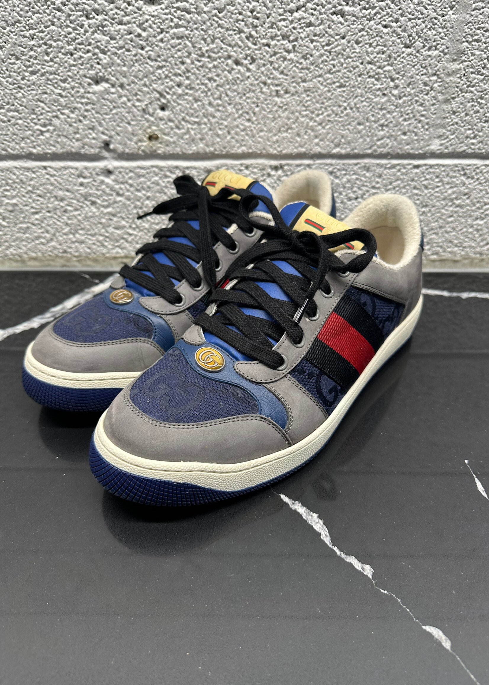 Gucci Navy Screener Sneakers 8.5/Fits Masc 9.5