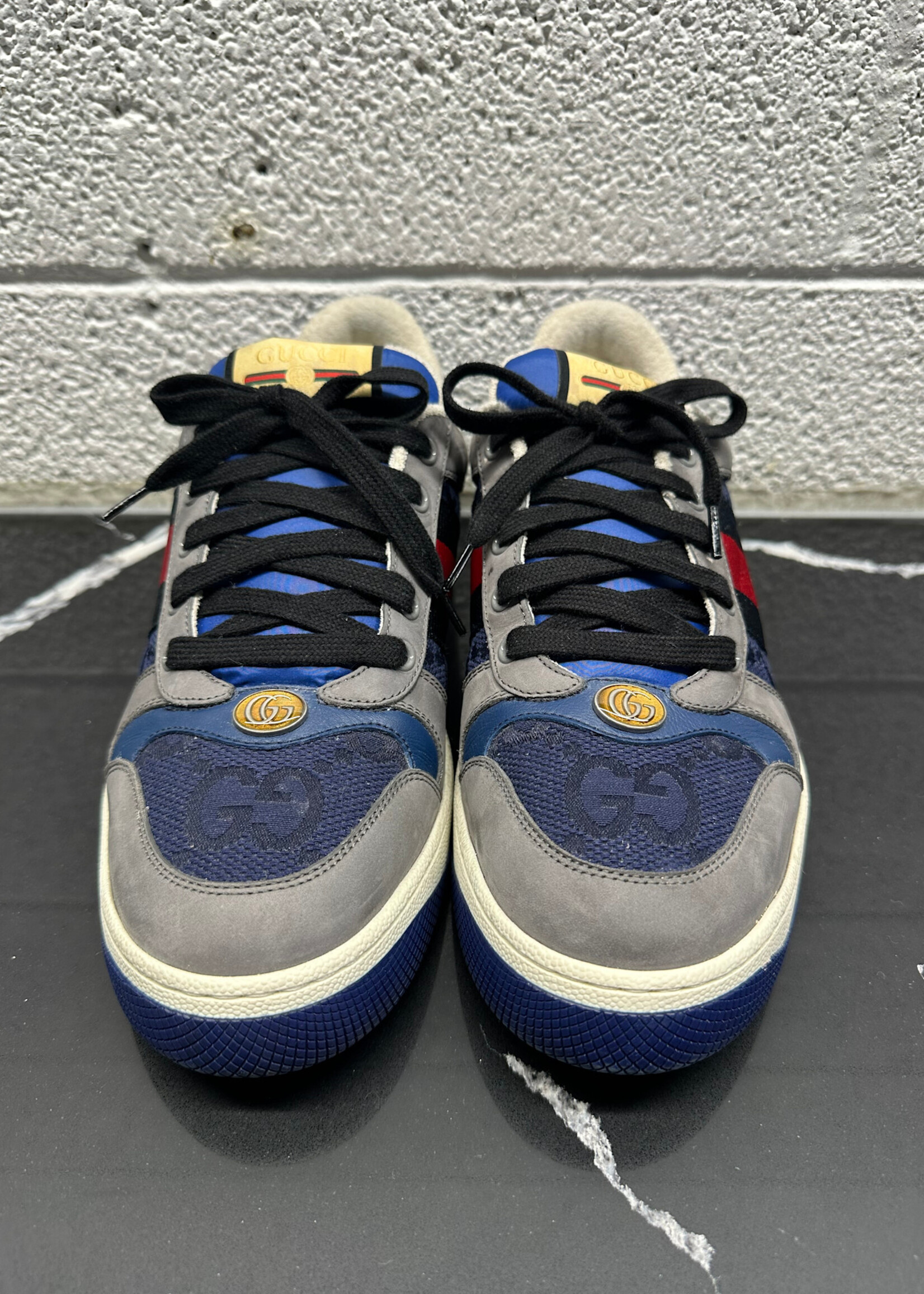 Gucci Navy Screener Sneakers 8.5/Fits Masc 9.5