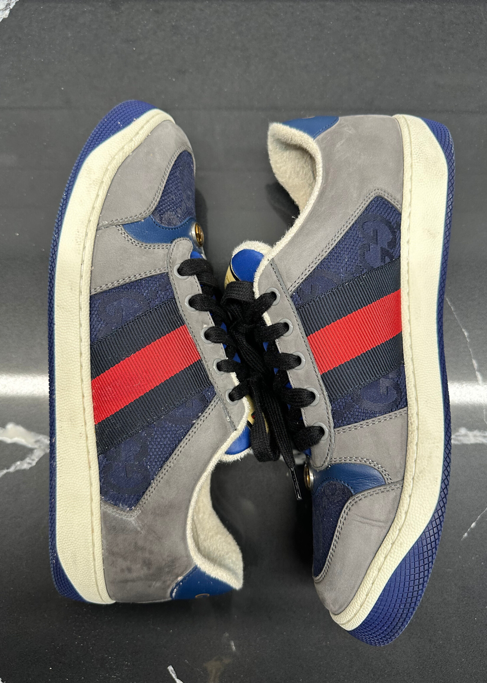 Gucci Navy Screener Sneakers 8.5/Fits Masc 9.5