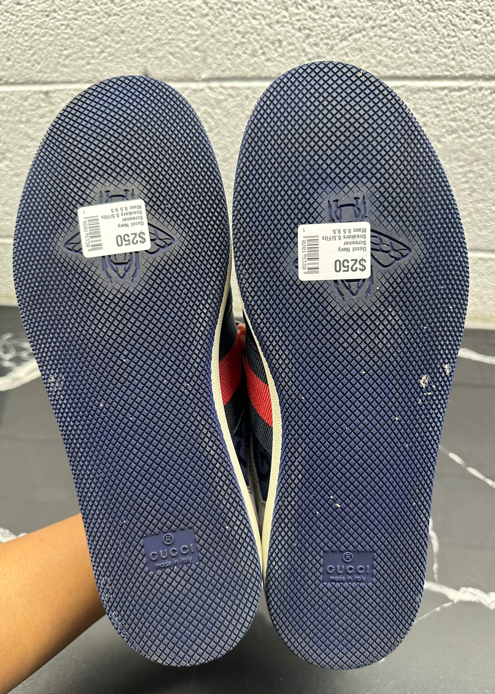 Gucci Navy Screener Sneakers 8.5/Fits Masc 9.5