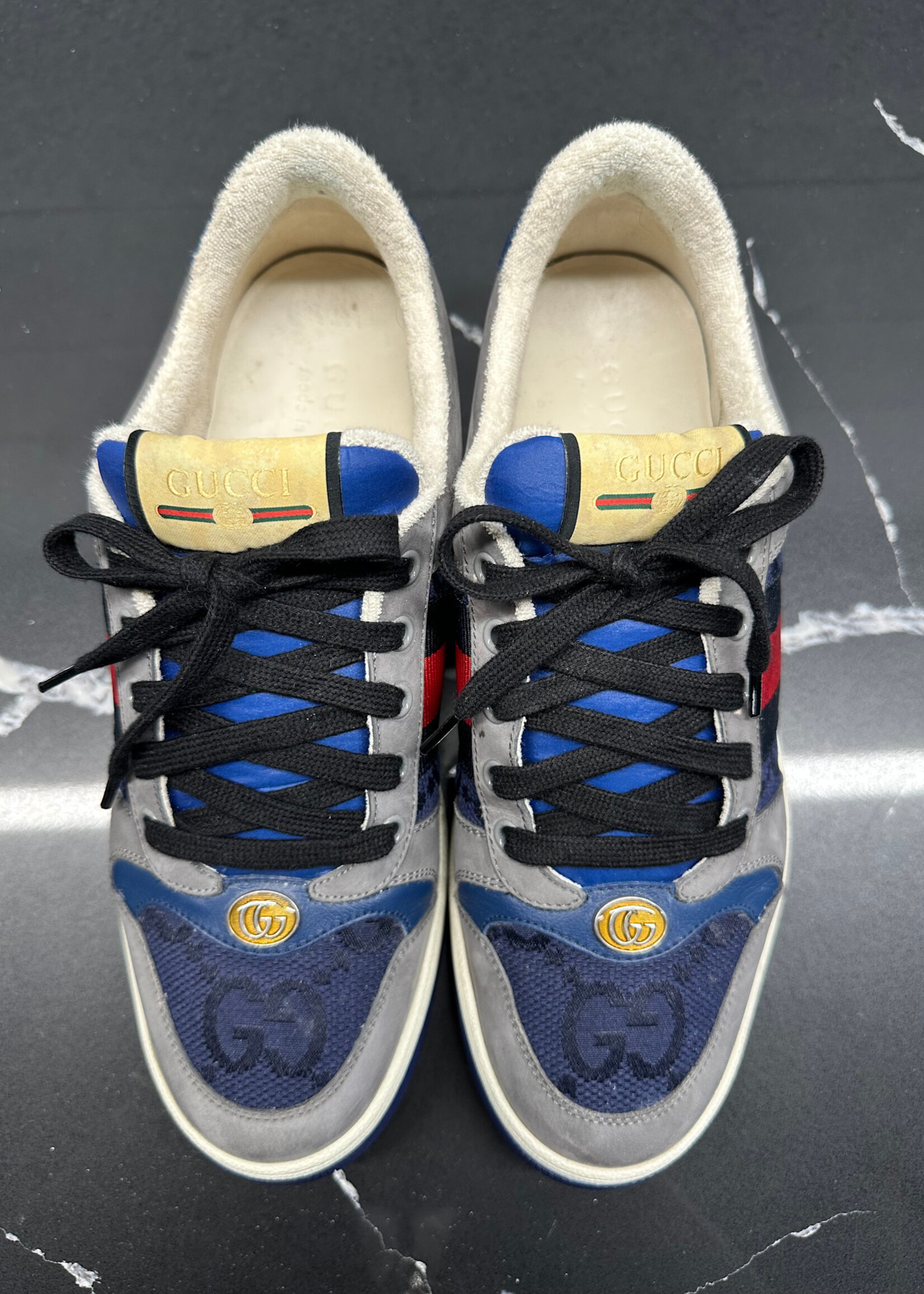 Gucci Navy Screener Sneakers 8.5/Fits Masc 9.5