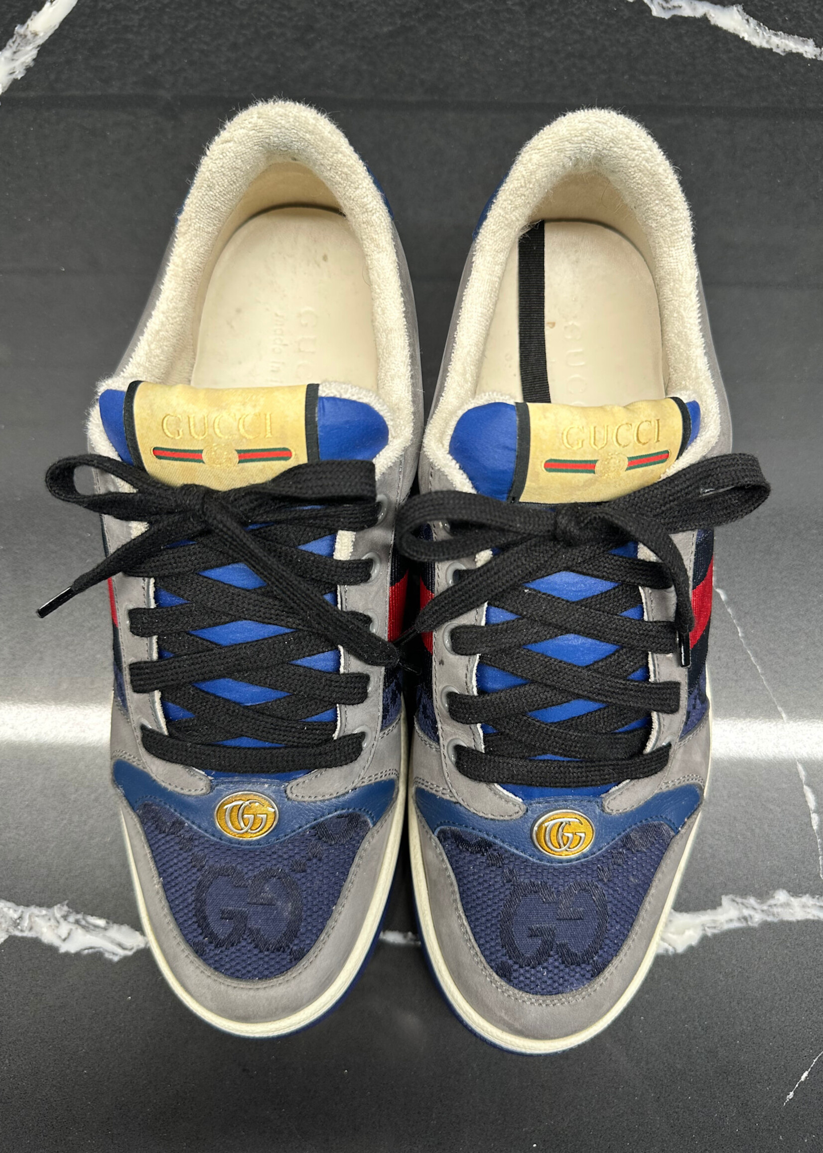 Gucci Navy Screener Sneakers 8.5/Fits Masc 9.5