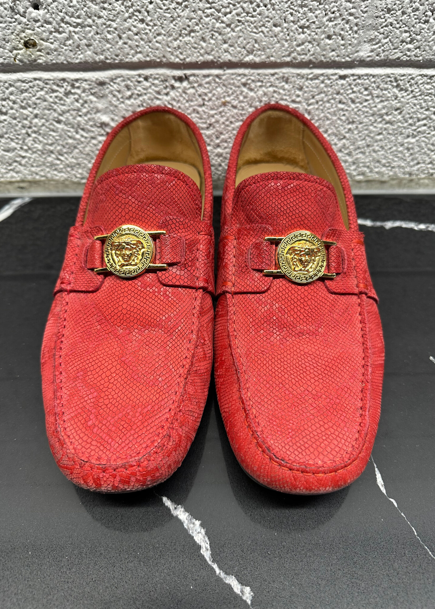Versace Red Snakeskin Loafers 42.5/9.5